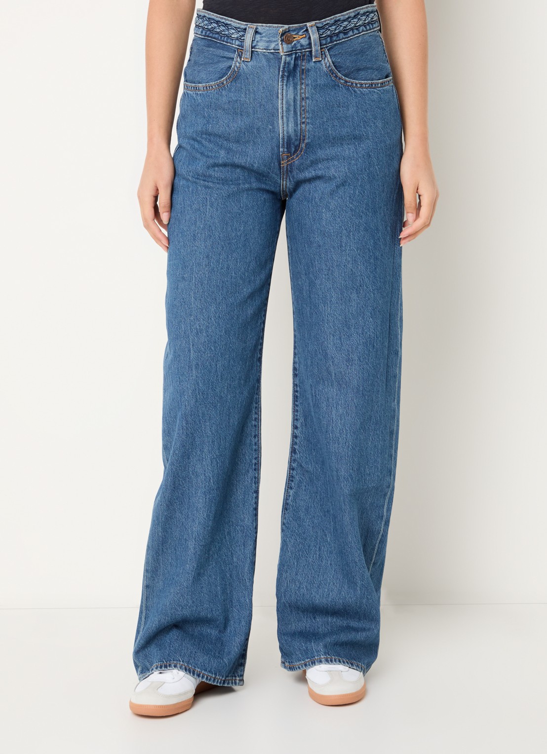 Levi's Ribcage high waist wide leg jeans met medium wassing - detail indigo
