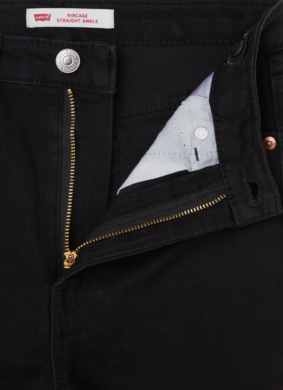 Levi's Ribcage straight leg jeans met stretch - detail 3 zwart