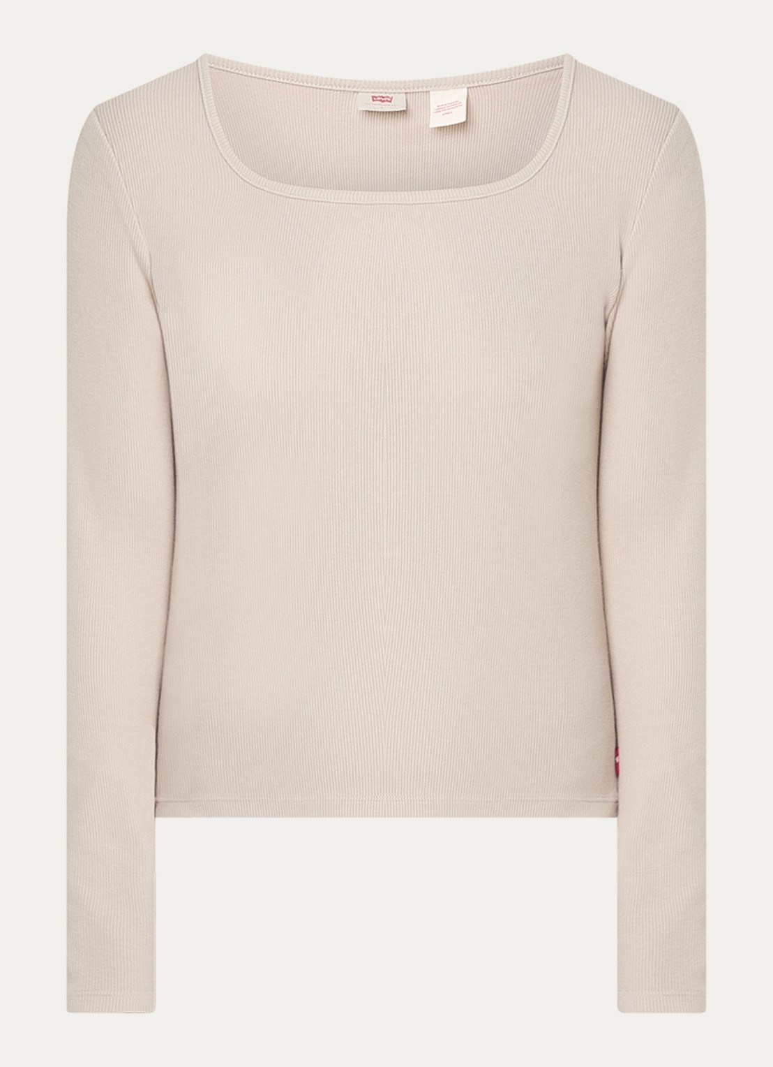 Levi's Ribgebreide longsleeve met rechthoekige hals - voorkant zand