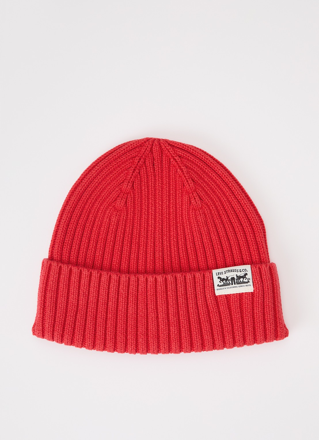 Levi's Ribgebreide muts met logo - voorkant rood