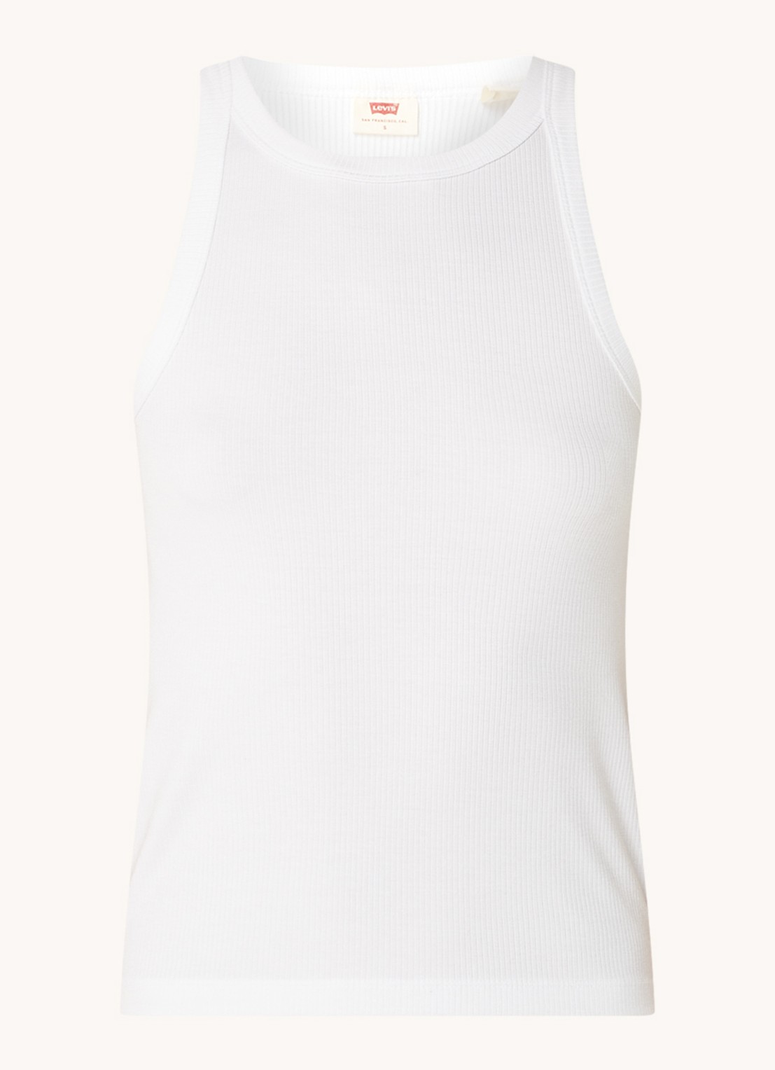 Levi's Ribgebreide tanktop met stretch - voorkant 2 wit