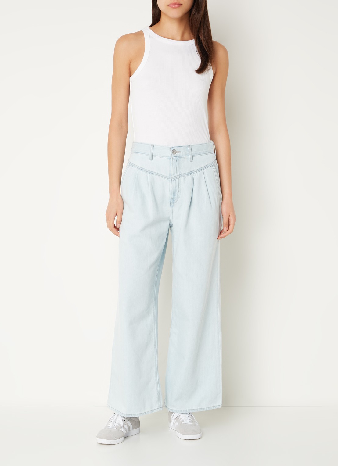Levi's Ribgebreide tanktop met stretch - voorkant 3 wit