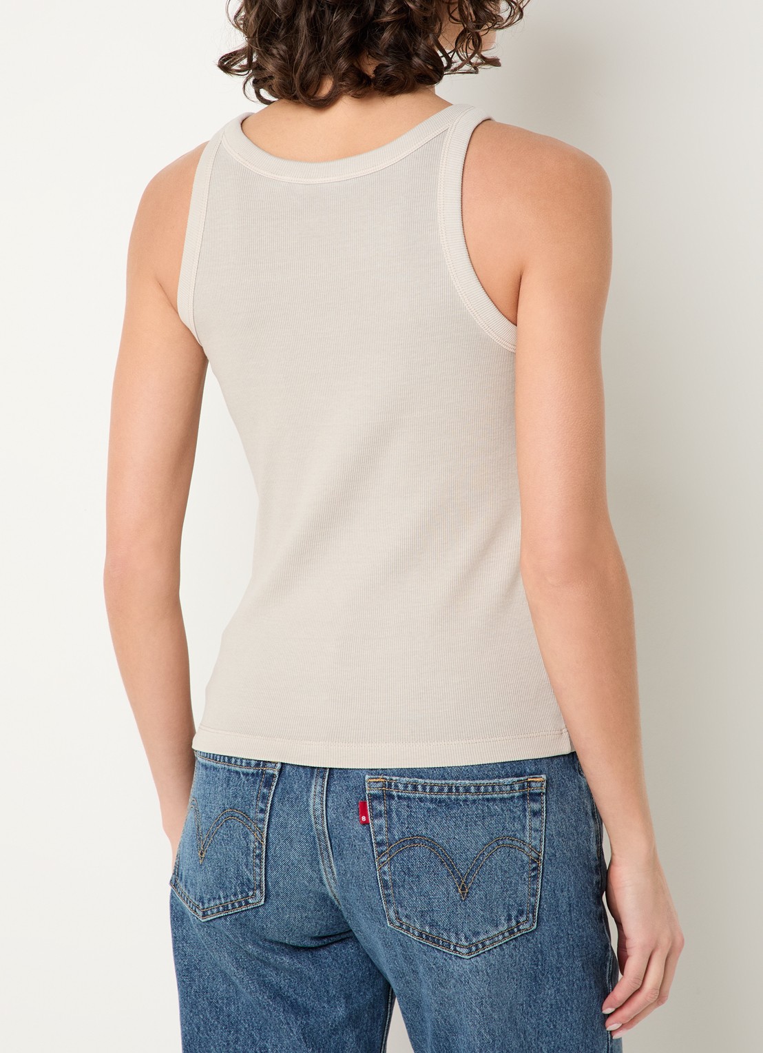 Levi's Ribgebreide tanktop met stretch  - achterkant 3 donkerbeige
