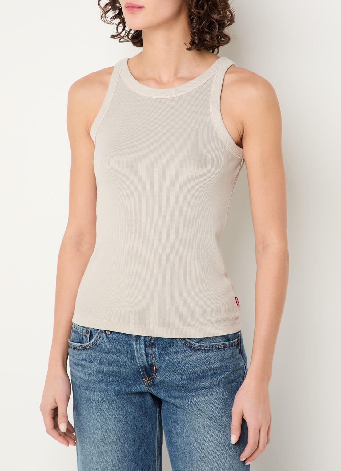 Levi's Ribgebreide tanktop met stretch  - detail 4 donkerbeige