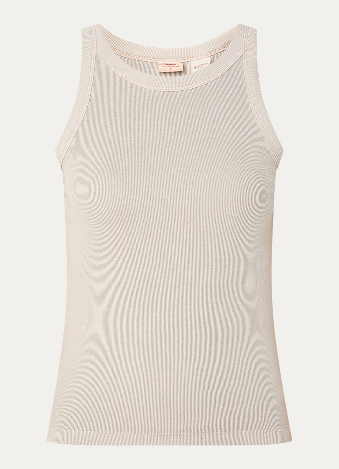Levi's Ribgebreide tanktop met stretch  - voorkant donkerbeige