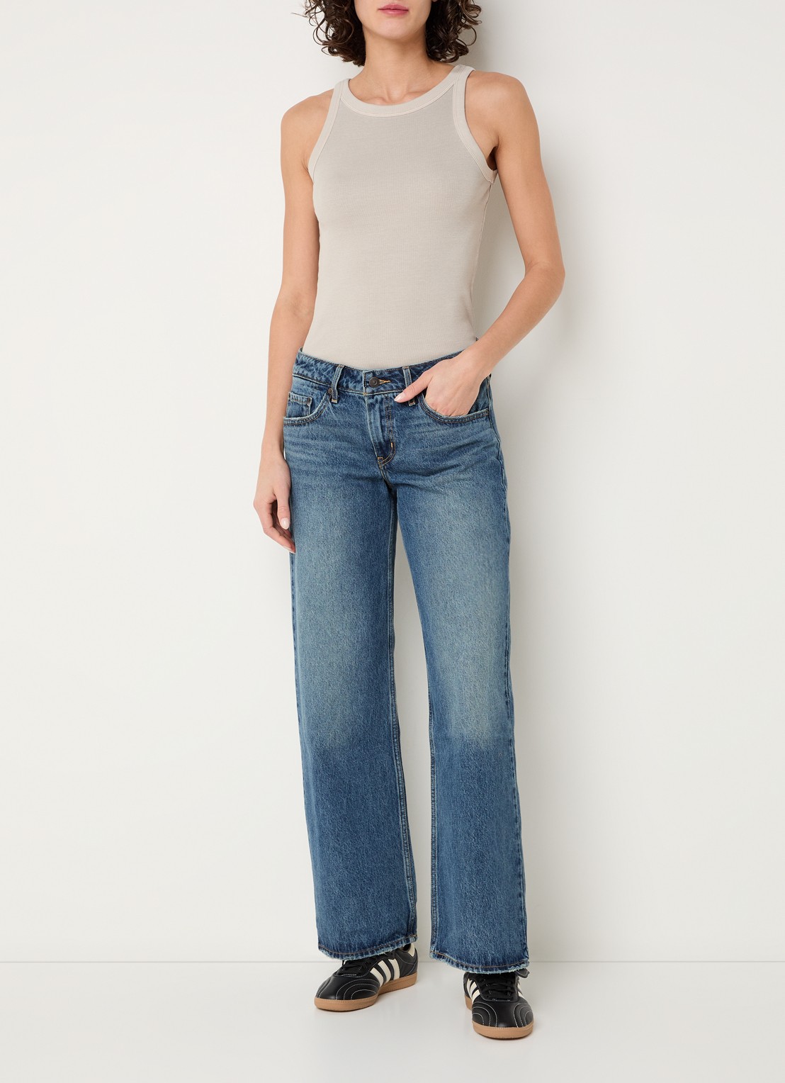 Levi's Ribgebreide tanktop met stretch  - voorkant 2 donkerbeige