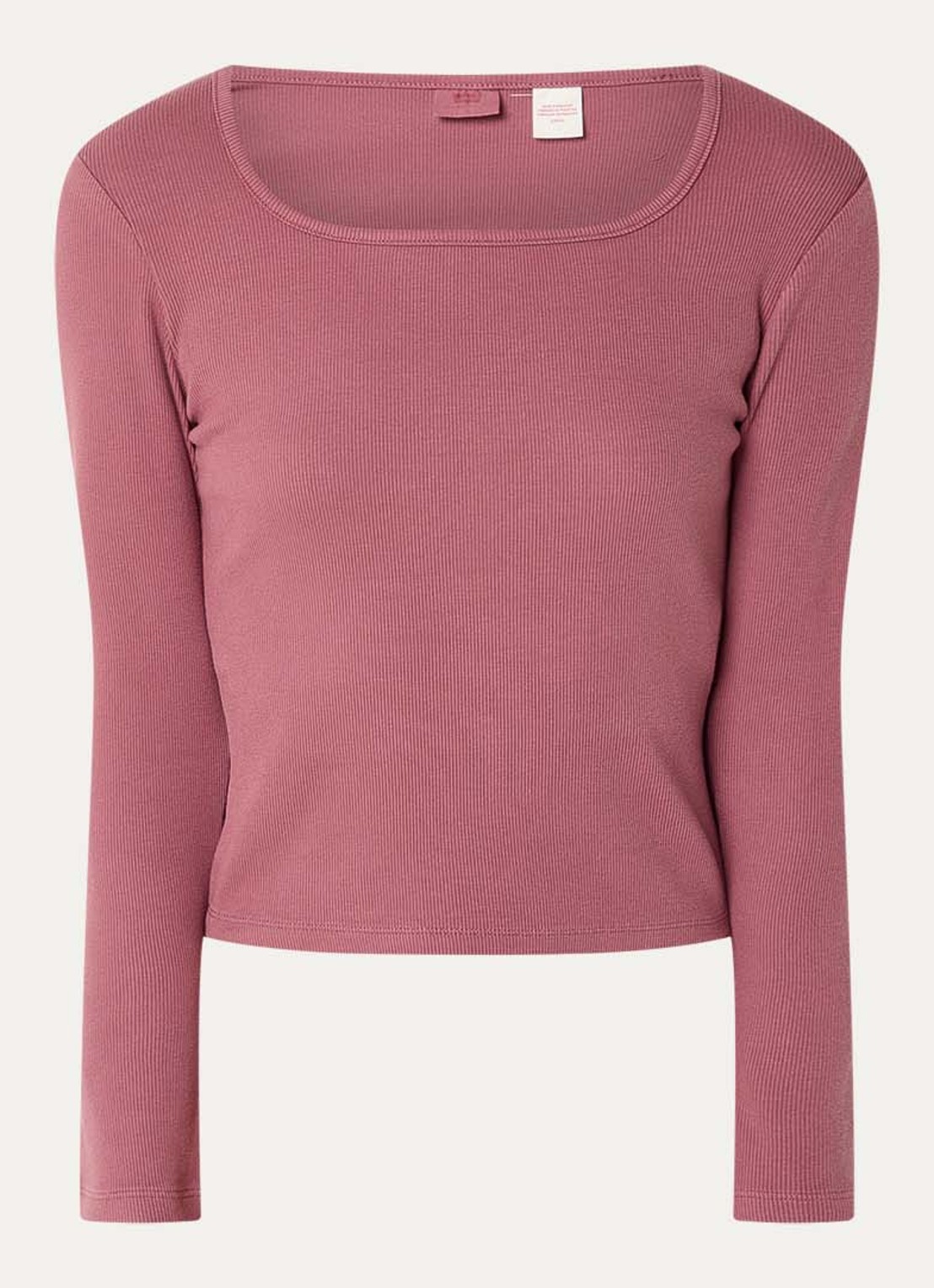 Levi's Ribgebreide top met rechthoekige hals - voorkant 3 zalmroze