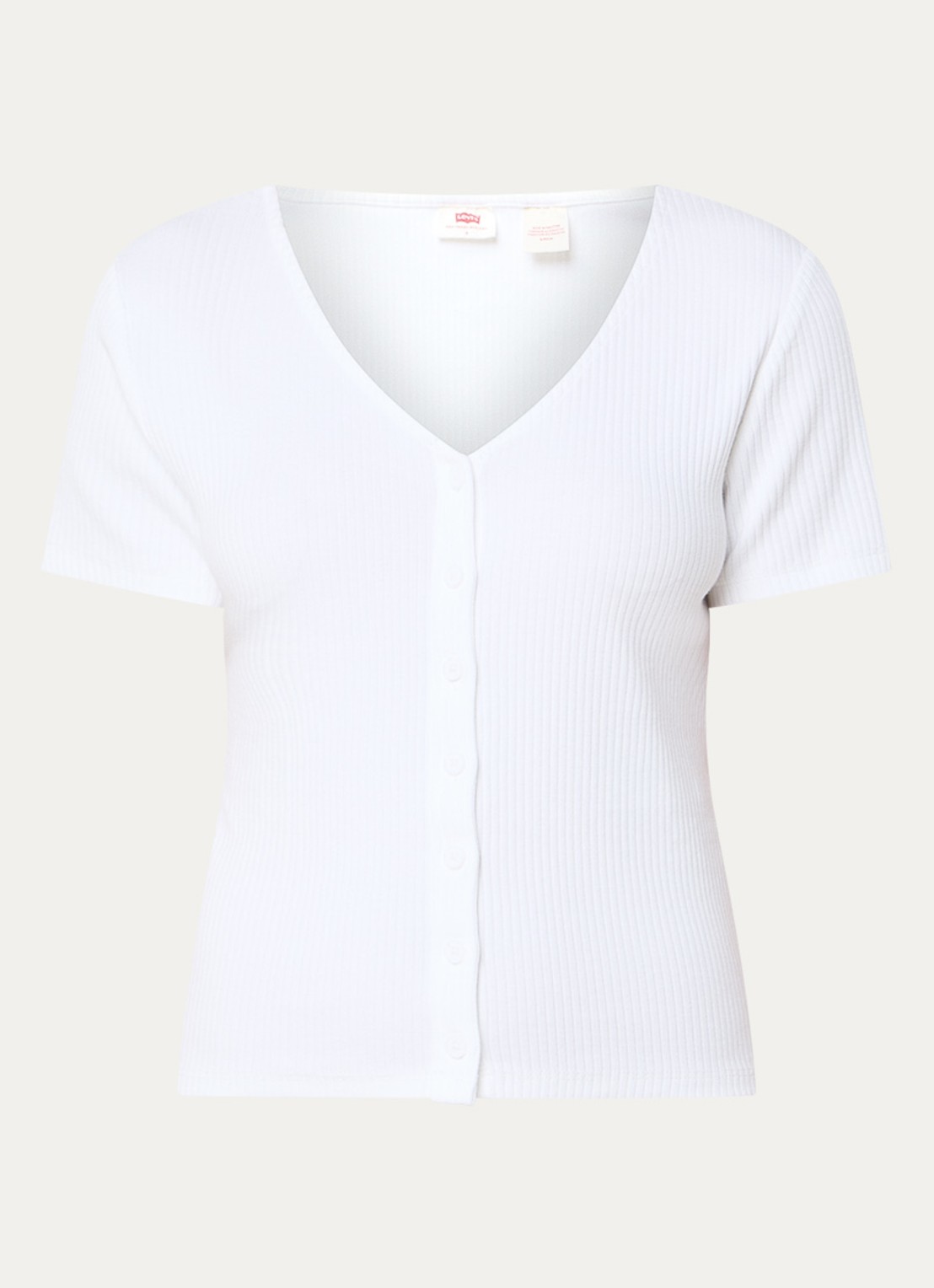 Levi's Ribgebreide top met sierknopen - voorkant wit