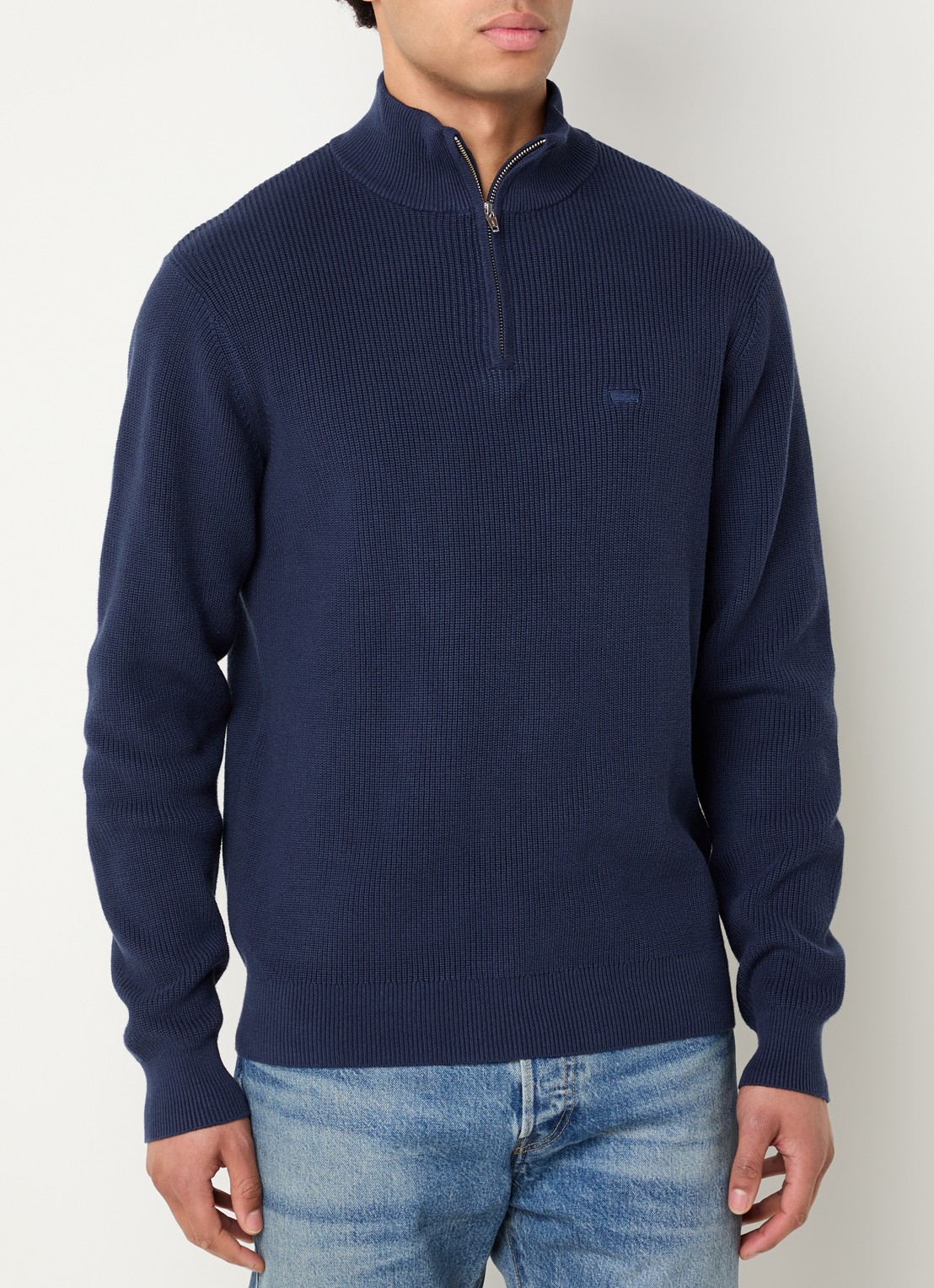 Levi's Ribgebreide trui met halve rits - detail 2 donkerblauw