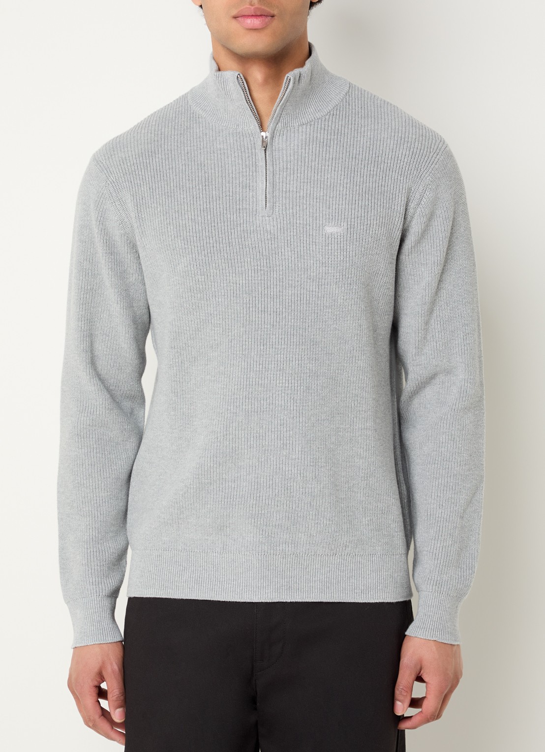 Levi's Ribgebreide trui met halve rits - detail 2 lichtgrijs