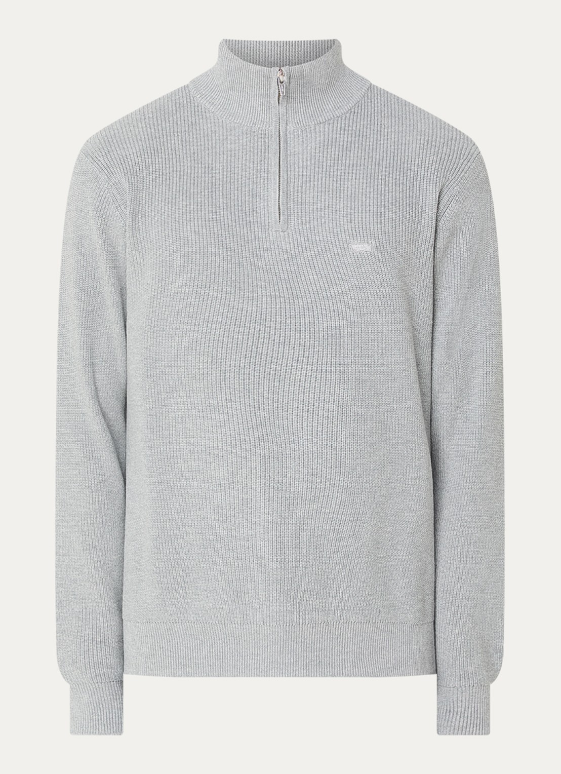 Levi's Ribgebreide trui met halve rits - voorkant 3 lichtgrijs