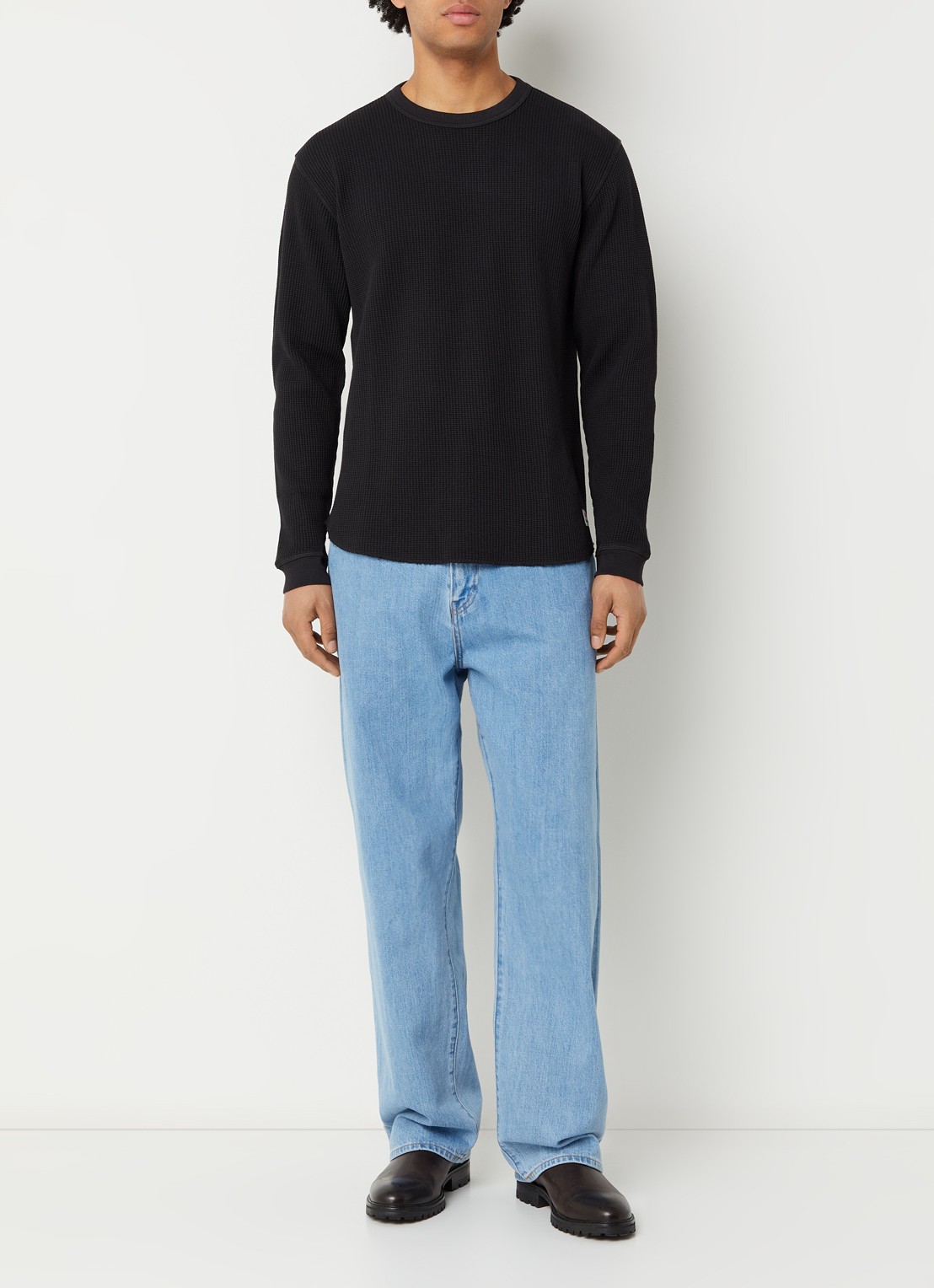 Levi's Ribgebreide trui met logo - voorkant 2 zwart
