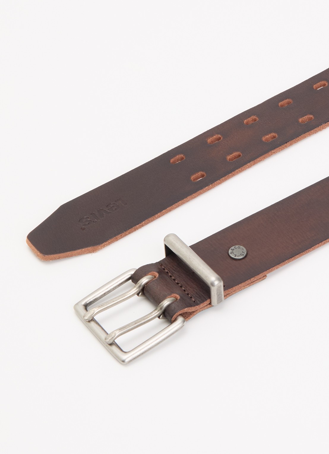 Levi's Riem van buffelleer - detail bruin