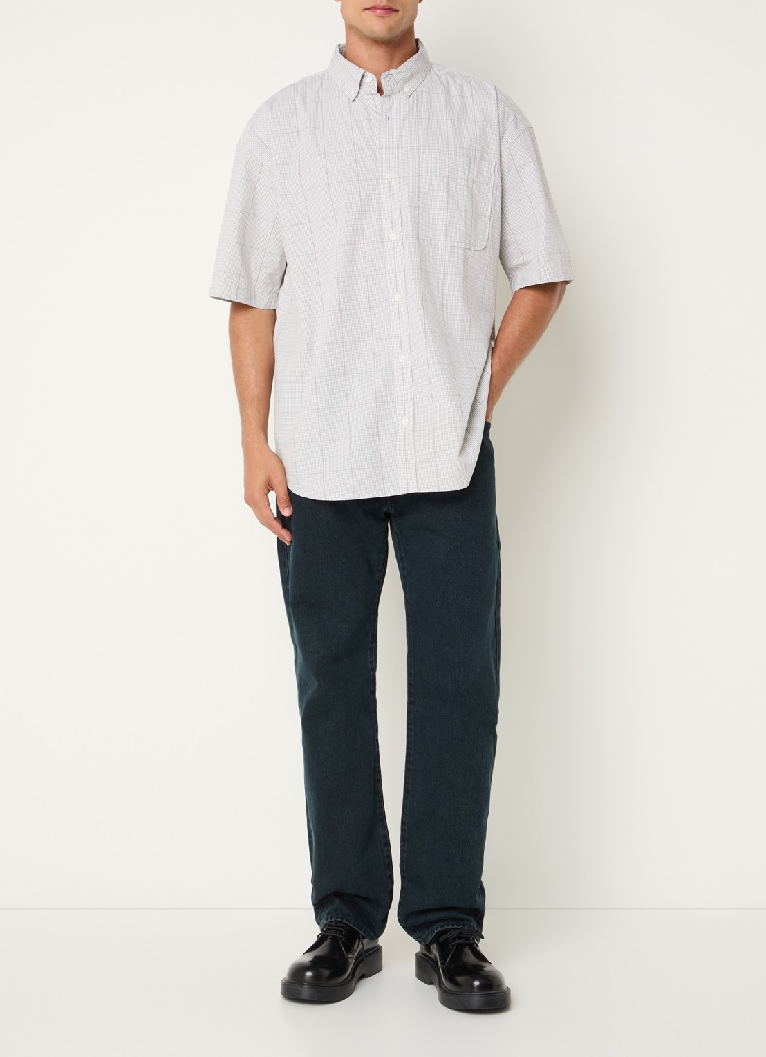 Levi's Roam comfort fit overhemd met ruitdessin - voorkant 2 lichtgrijs
