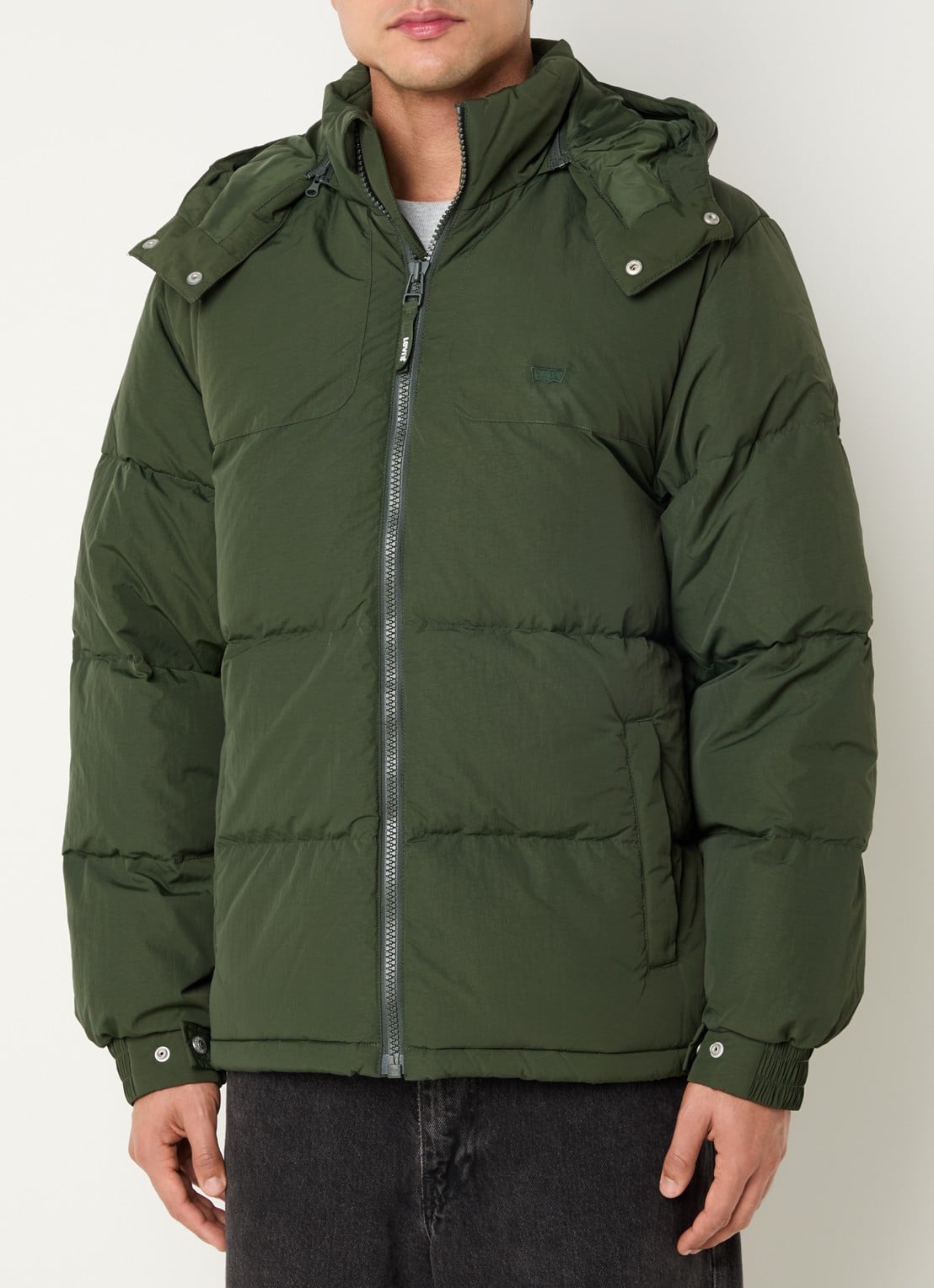 Levi's Rockridge puffer jack met donsvulling en afneembare capuchon - detail 2 groen