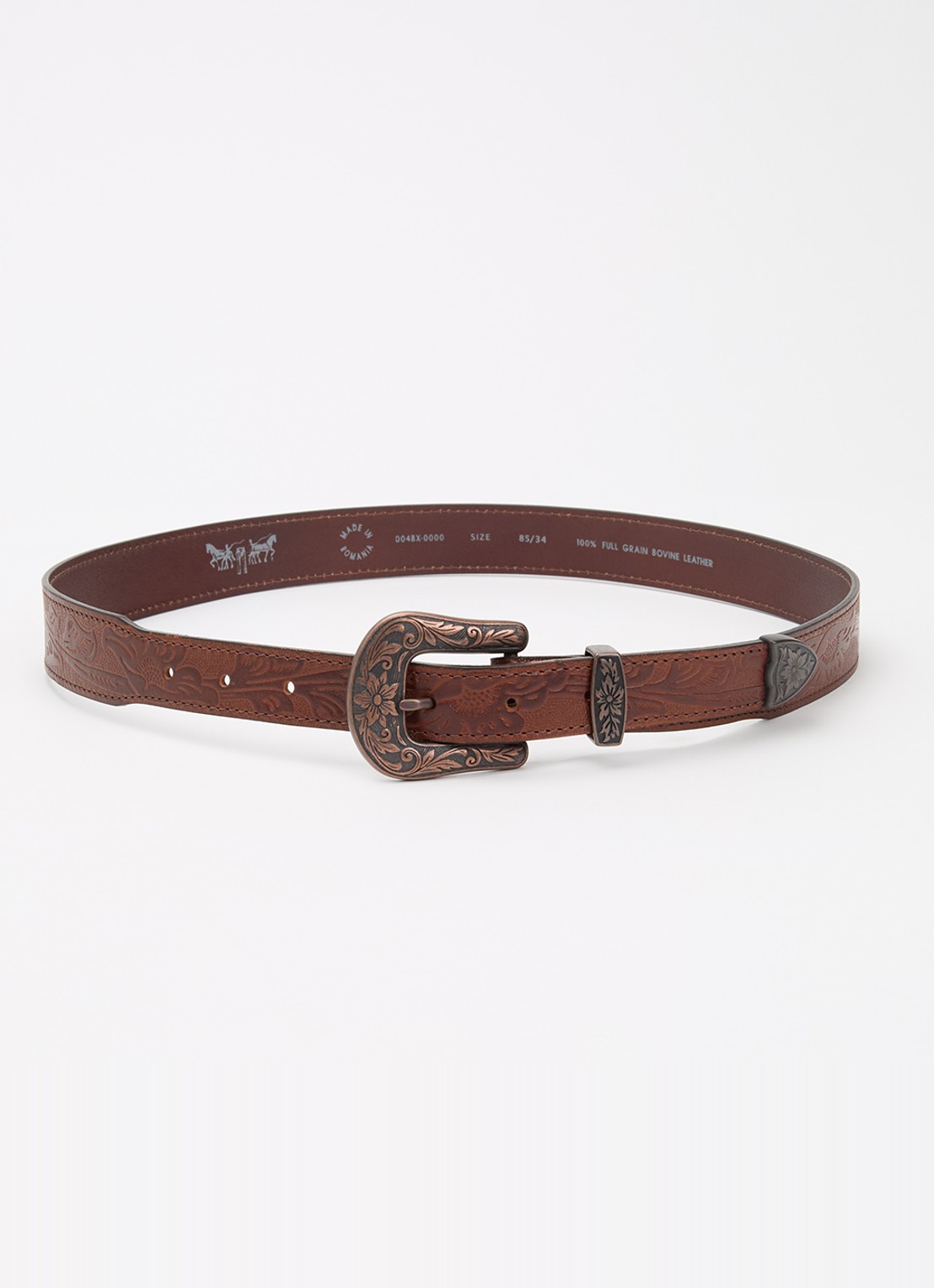 Levi's Rodeo riem van leer - voorkant 2 donkerbruin