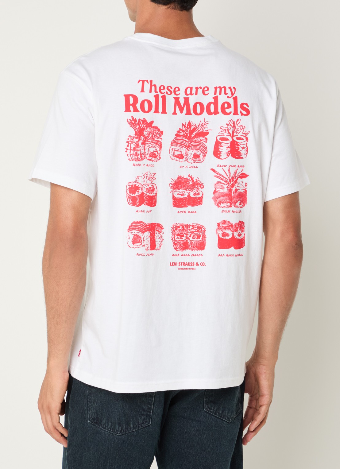 Levi's Roll Models T-shirt met front- en backprint - detail 2 wit