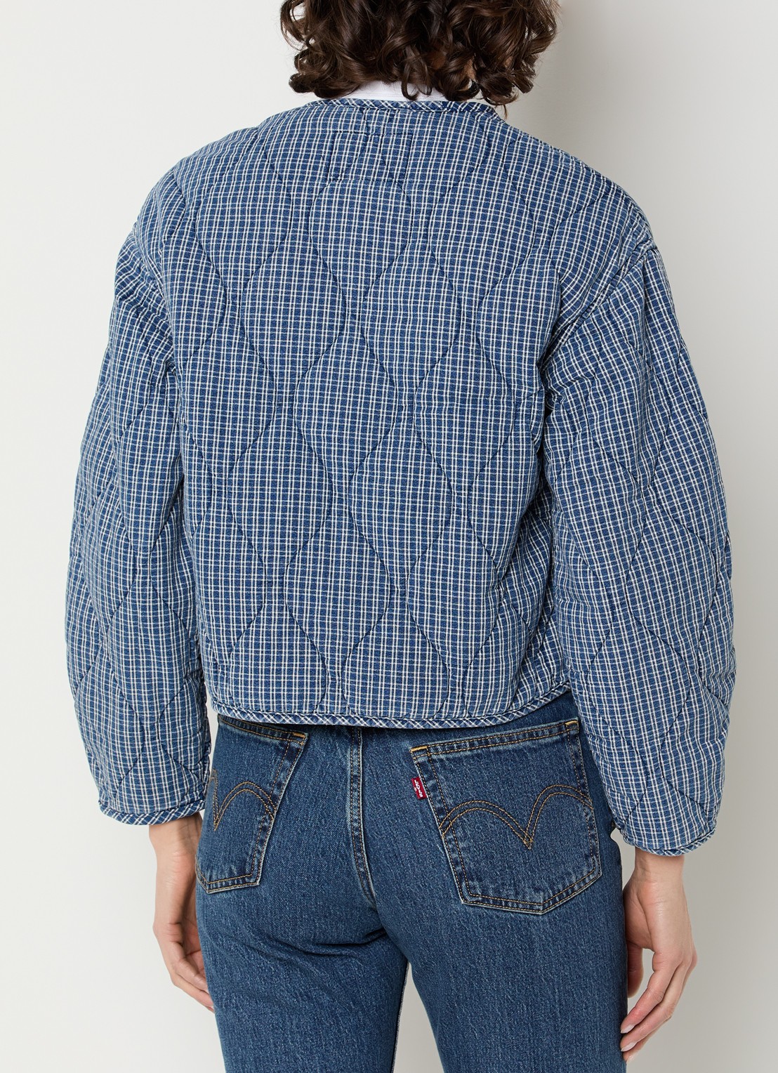 Levi's Rue Liner jack met quilt patroon en ruitdessin - achterkant donkerblauw