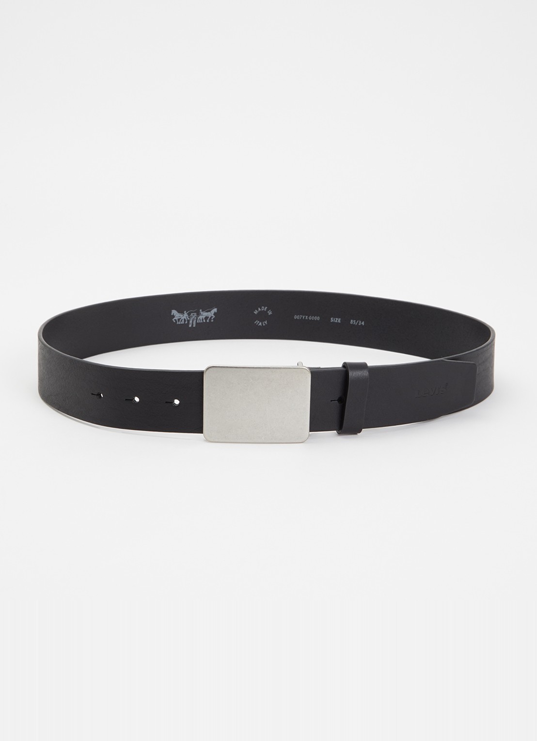 Levi's Ryder Plaque riem van leer - voorkant zwart