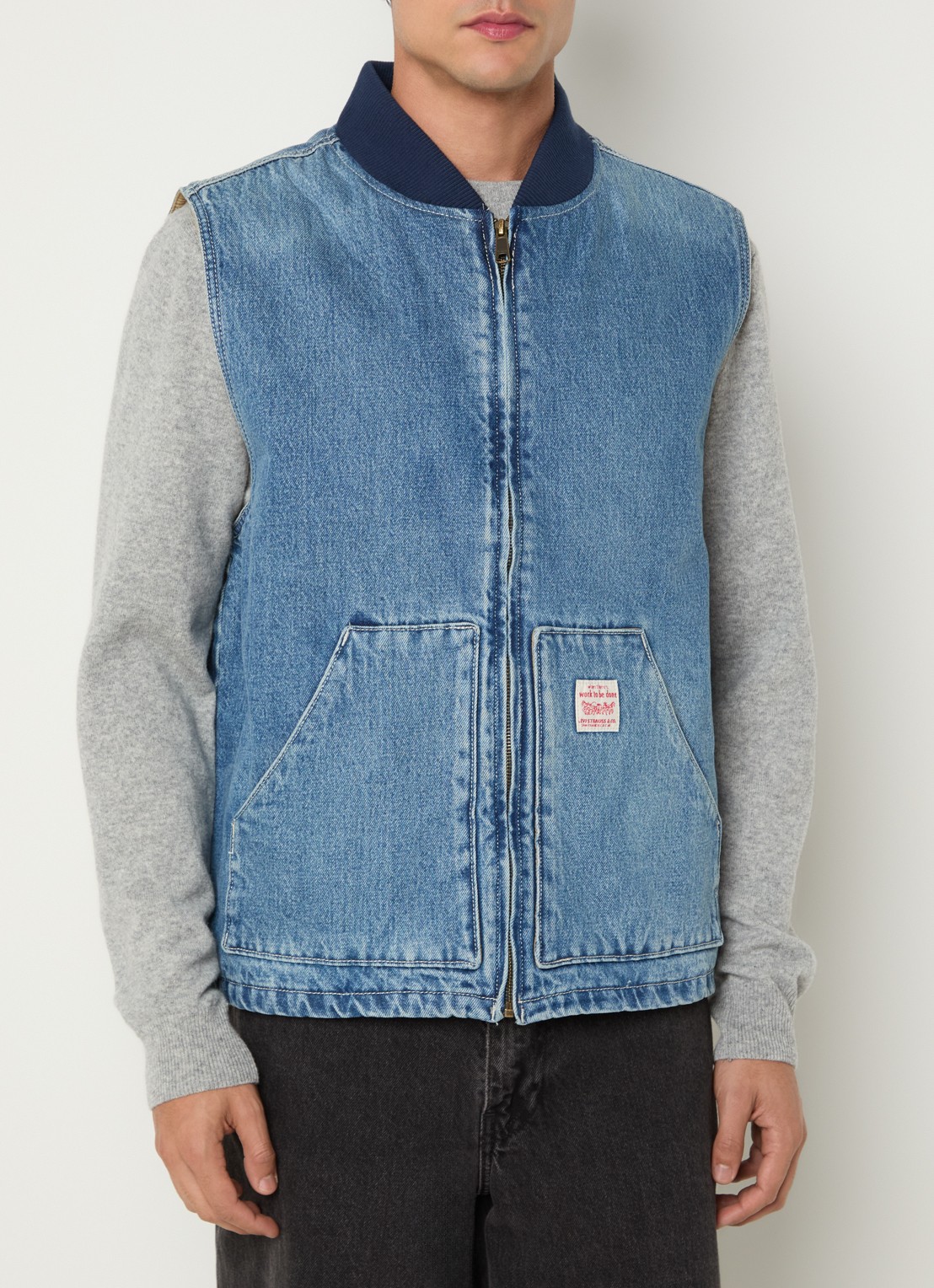 Levi's Sansome bodywarmer van denim met logo - detail 3 indigo