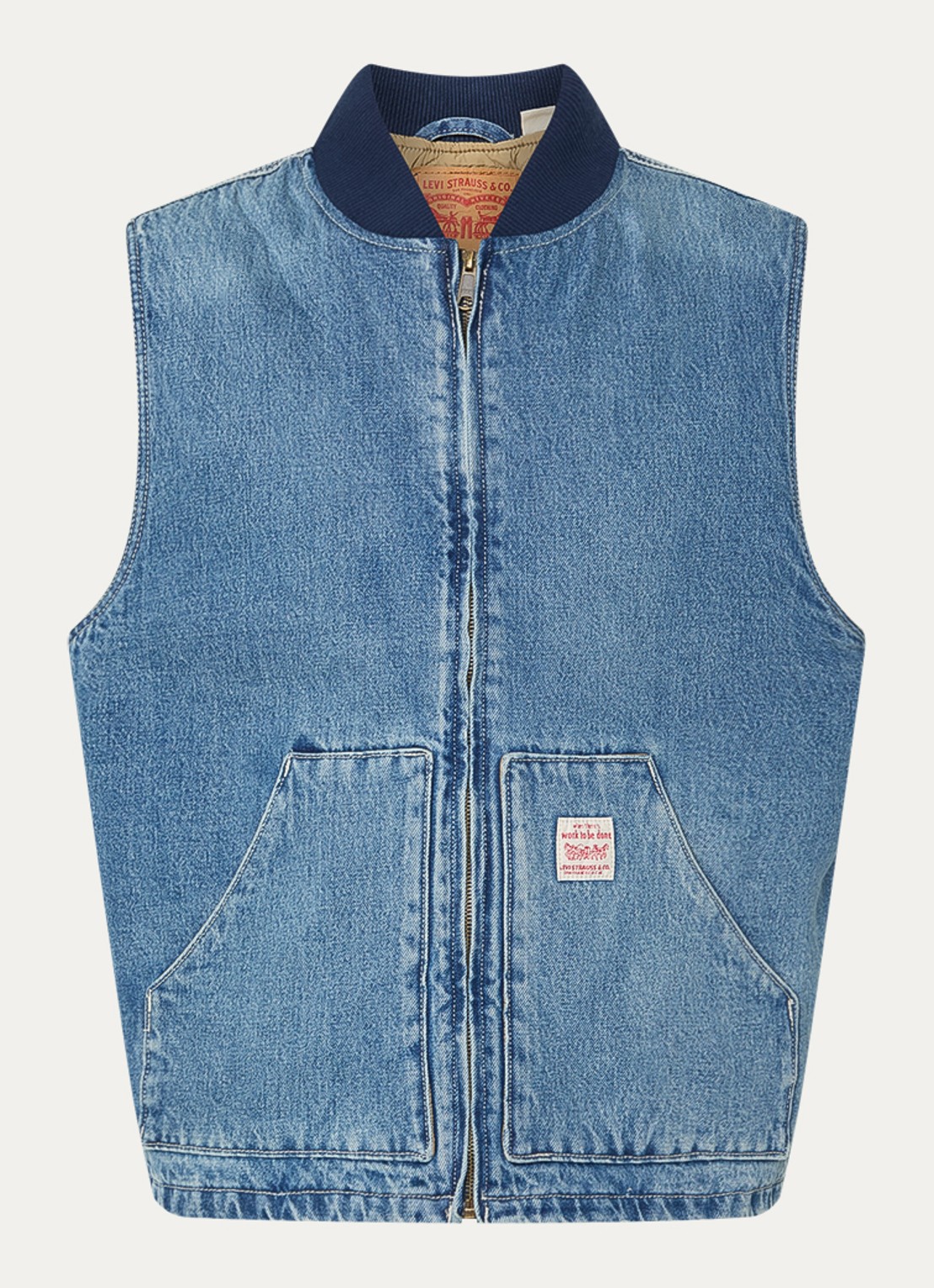 Levi's Sansome bodywarmer van denim met logo - voorkant indigo