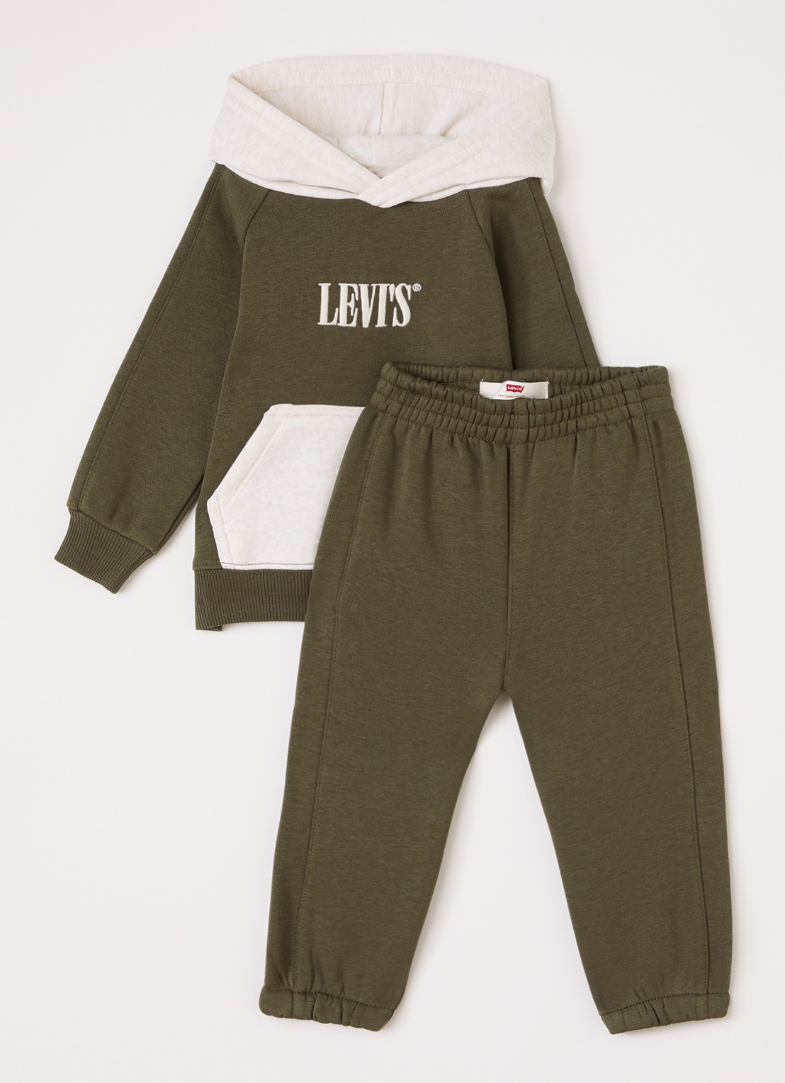 Levi's Set van hoodie met joggingbroek 2-delig - voorkant olijfgroen