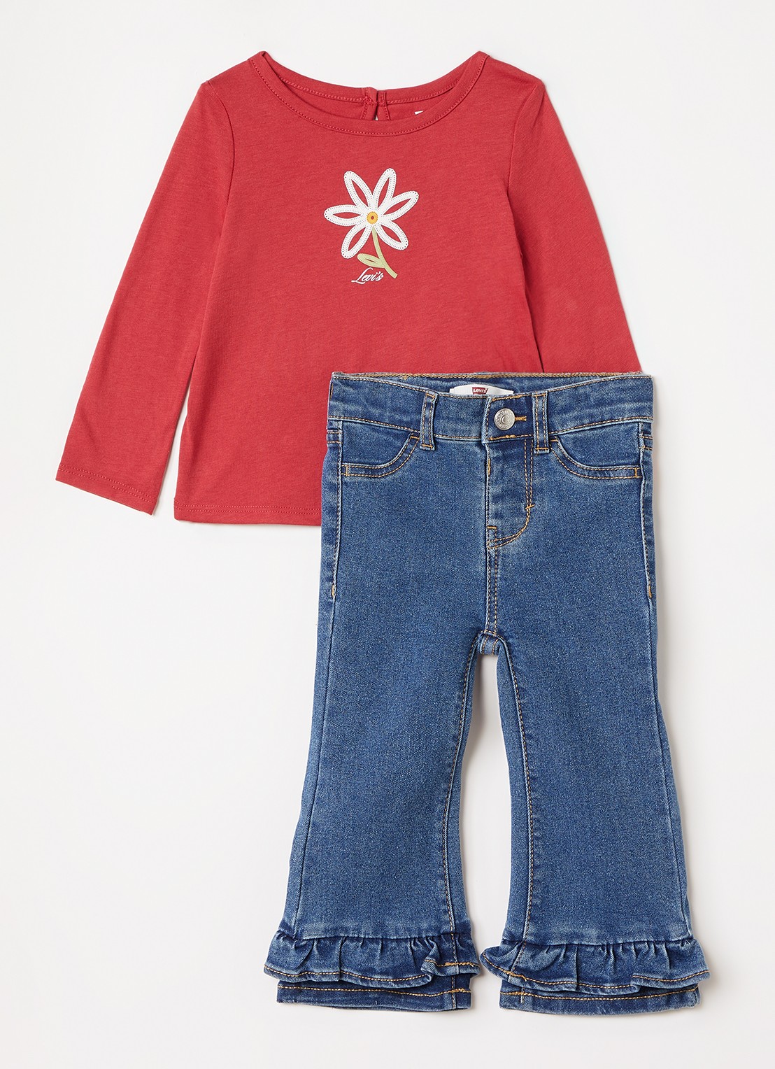 Levi's Set van longsleeve met jeans 2-delig - voorkant rood