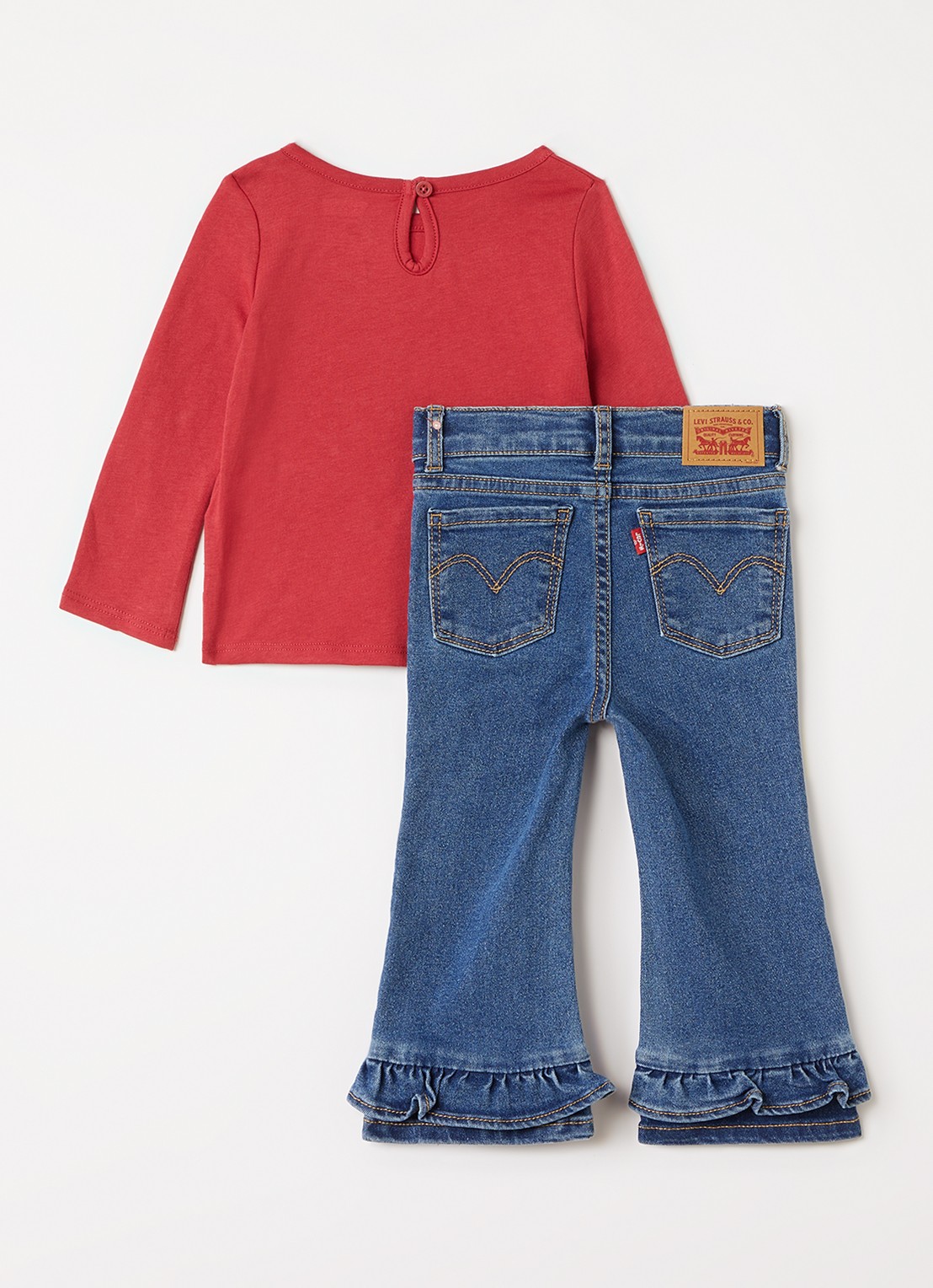 Levi's Set van longsleeve met jeans 2-delig - voorkant 2 rood