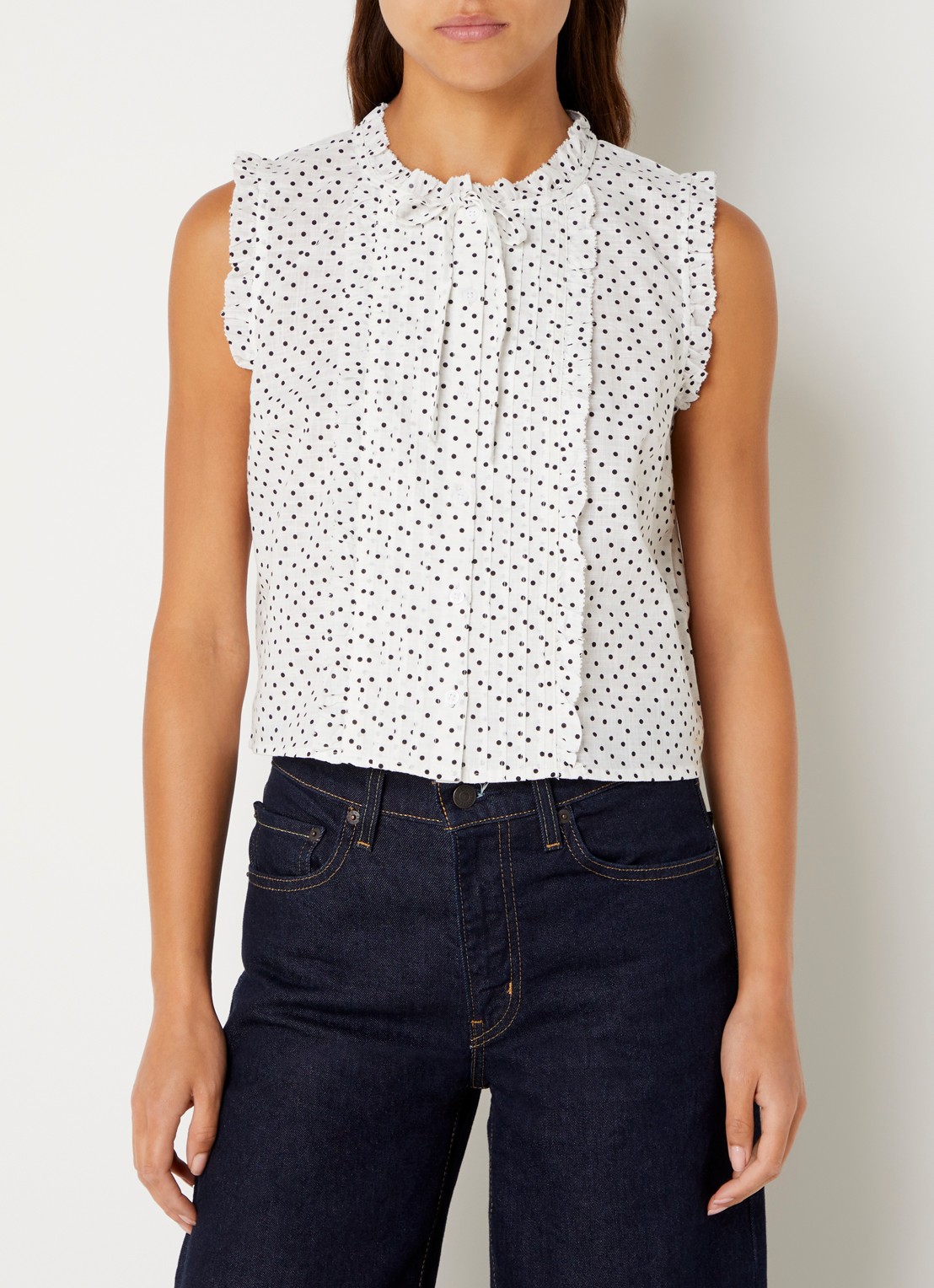 Levi's Shelby blouse met stippenprint - detail 4 beige