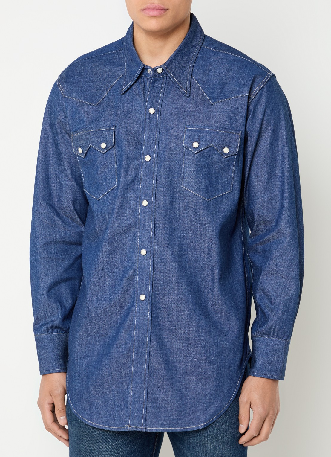 Levi's Shorthorn Sawtooth overhemd van denim  - detail indigo