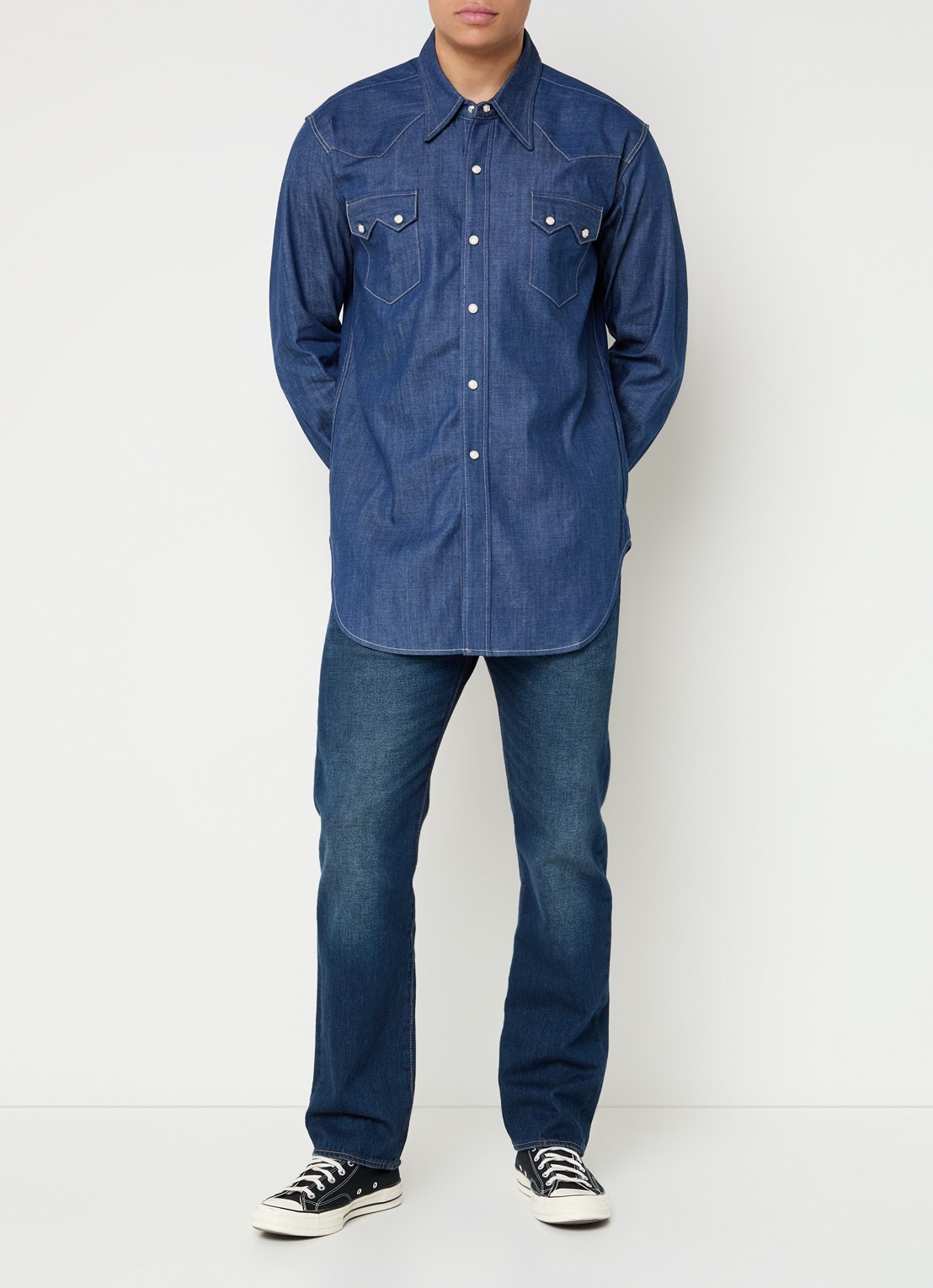 Levi's Shorthorn Sawtooth overhemd van denim  - voorkant 3 indigo