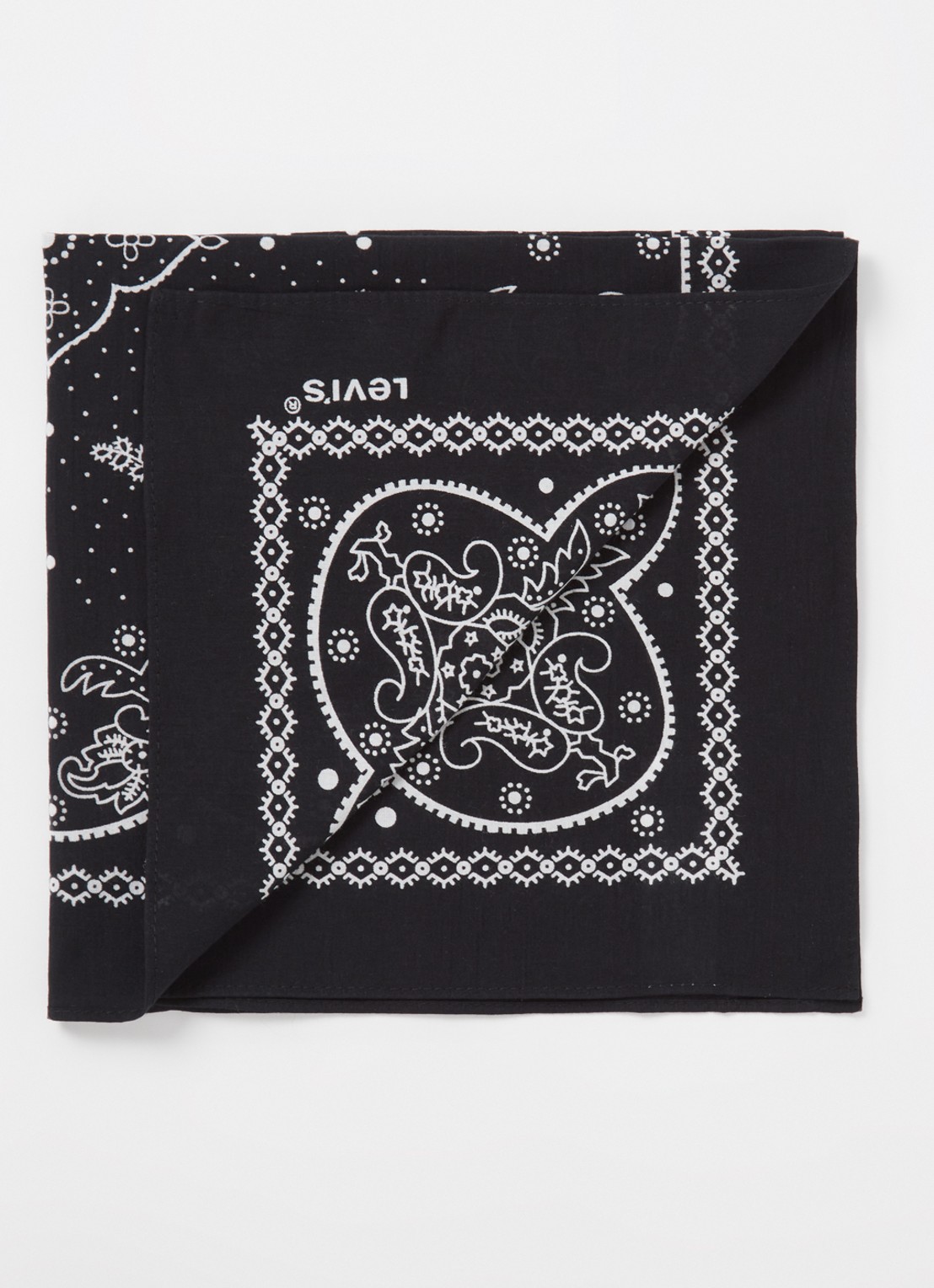 Levi's Sjaal met paisley dessin 50 x 50 cm - detail zwart