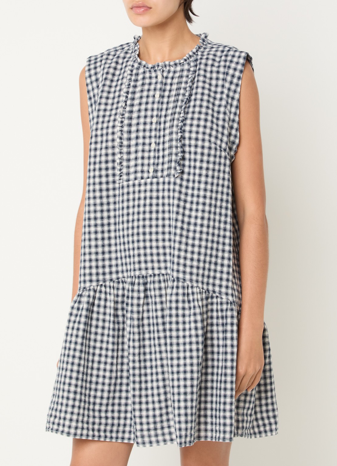 Levi's Solara mini blousejurk met ruitdessin - detail 3 donkerblauw