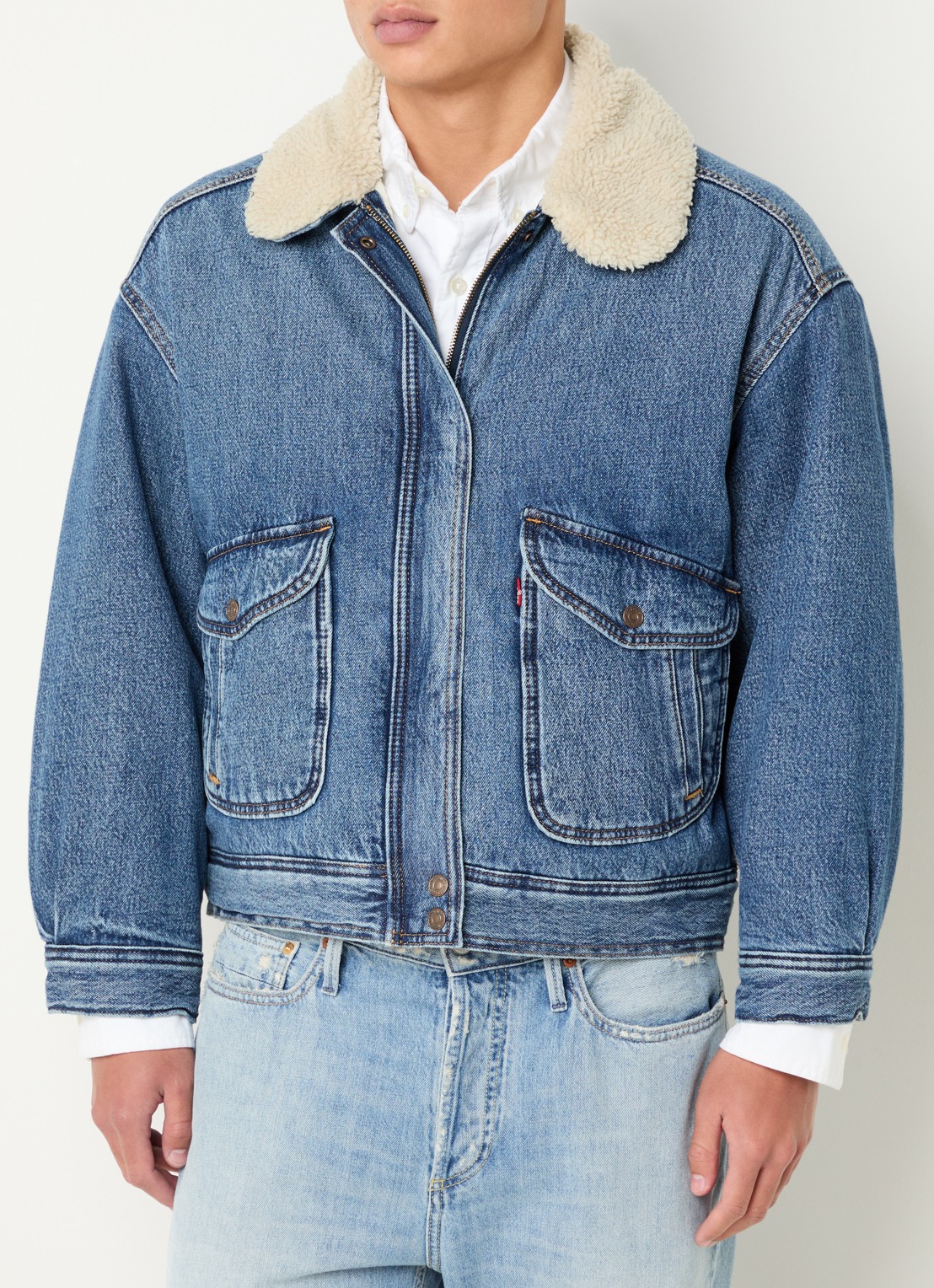 Levi's Spijkerjas met kraag van teddy - detail indigo