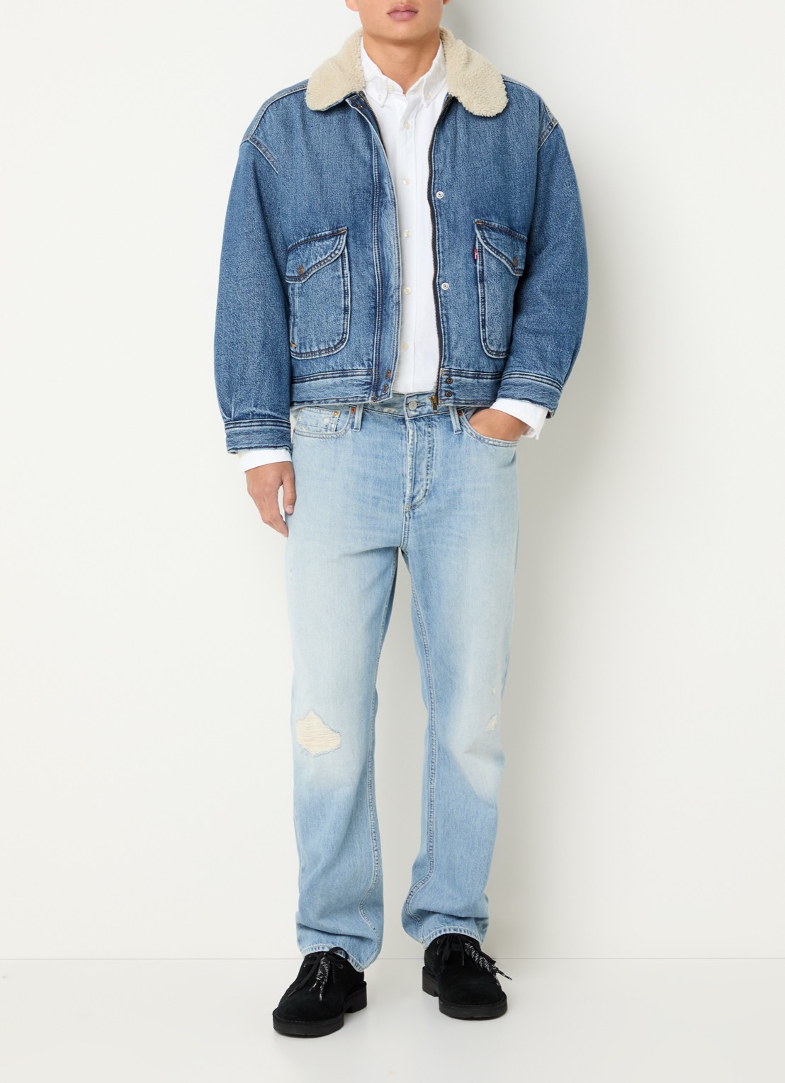 Levi's Spijkerjas met kraag van teddy - voorkant 4 indigo