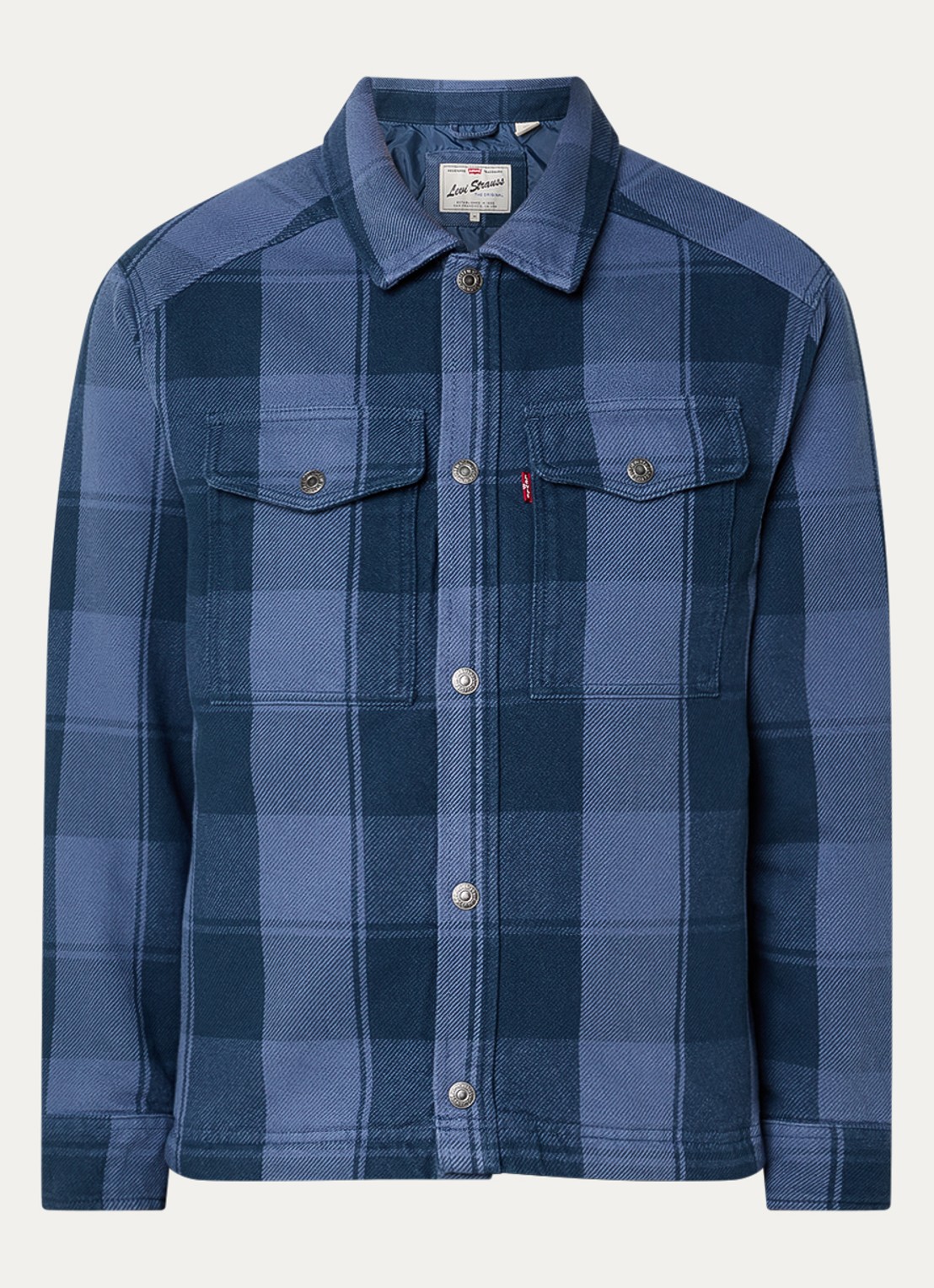 Levi's Spruce overshirt met ruitdessin - voorkant blauw
