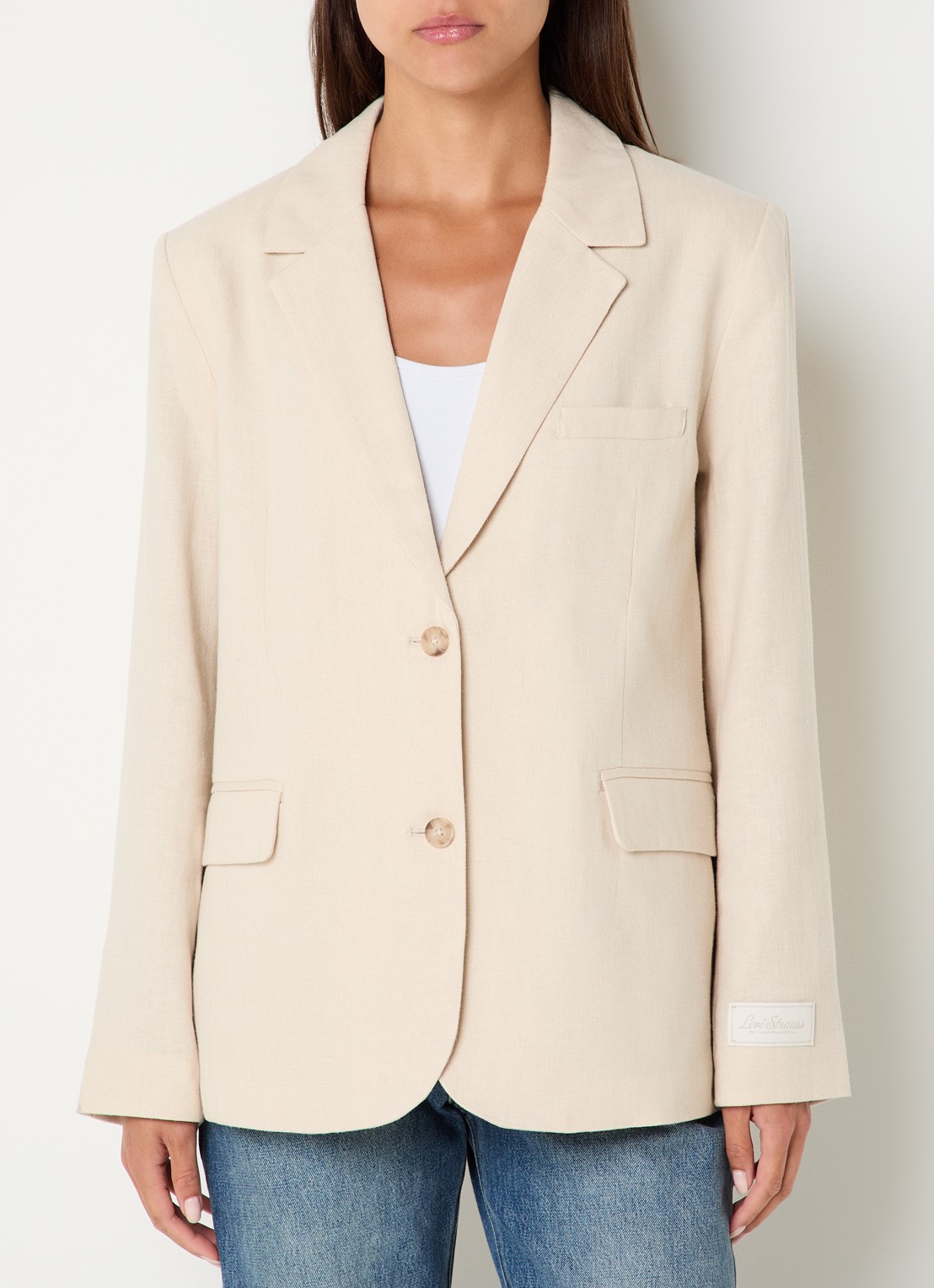 Levi's Stella blazer in linnenblend - detail 4 beige