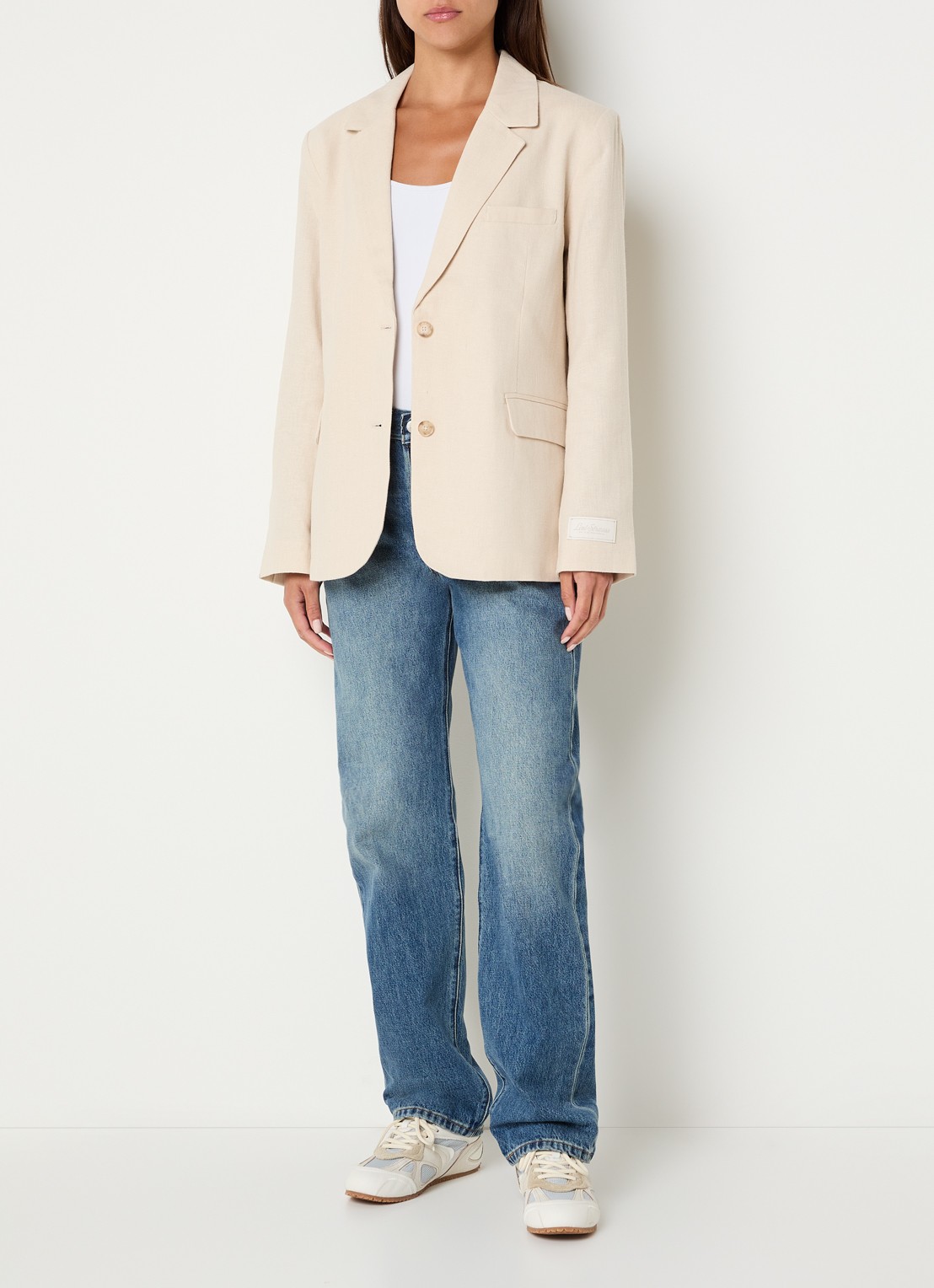 Levi's Stella blazer in linnenblend - voorkant 2 beige