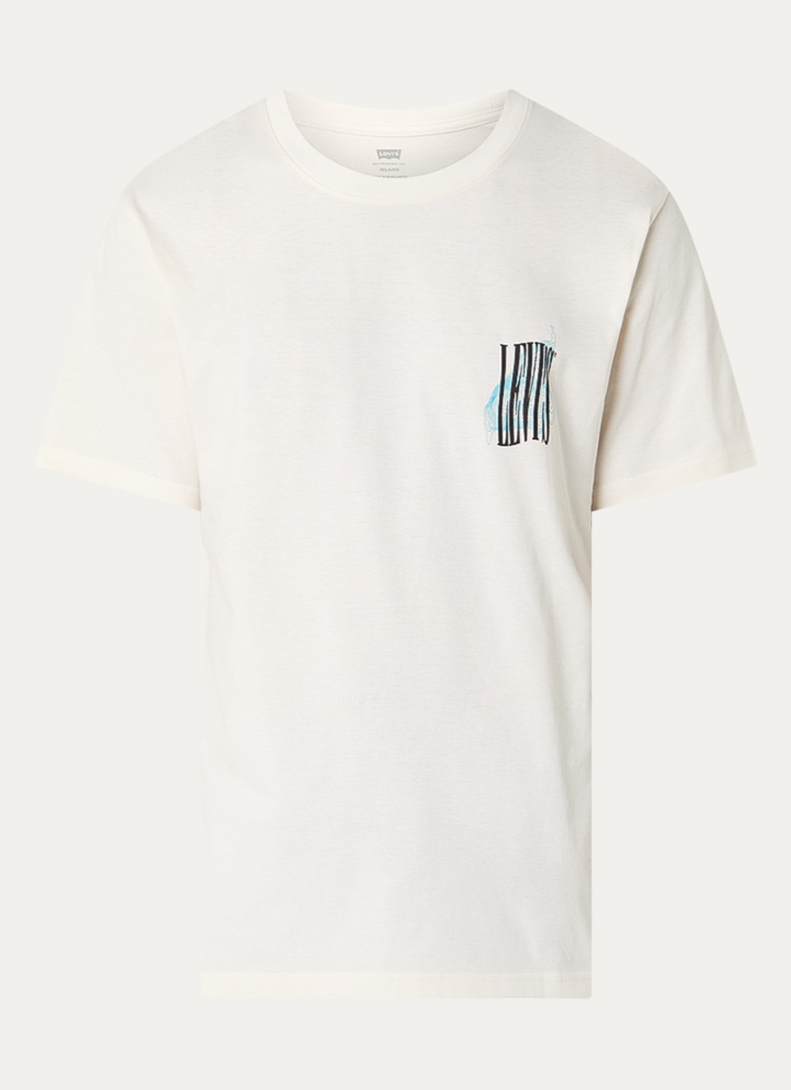 Levi's Stillness T-shirt met logo- en backprint - voorkant 3 gebroken wit