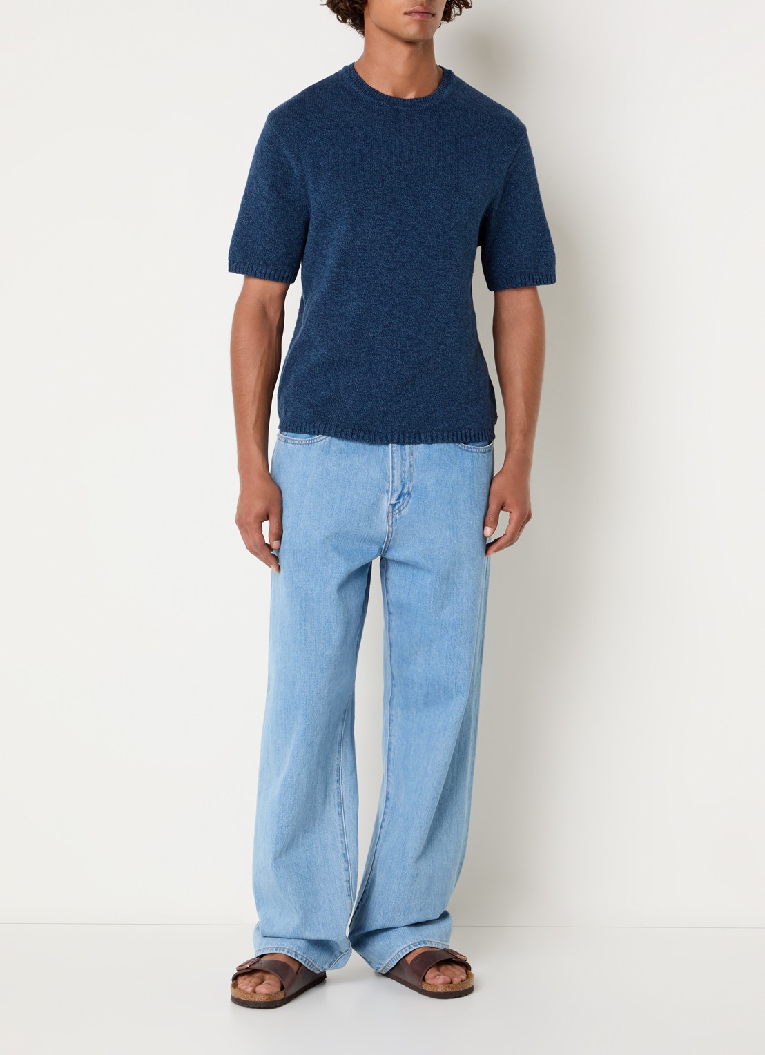 Levi's Stinson fijngebreide pullover in linnenblend - voorkant 4 donkerblauw