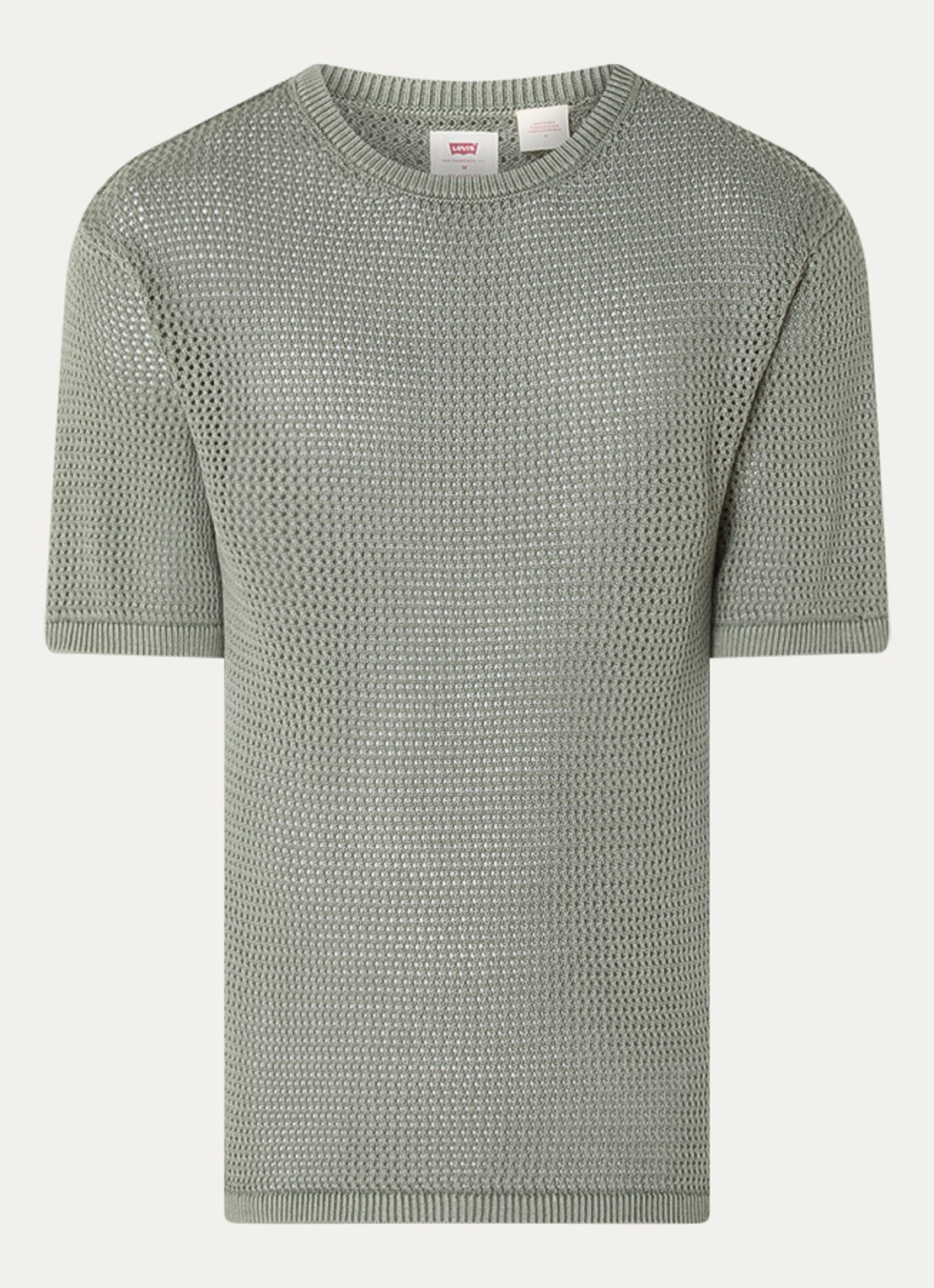 Levi's Stinson T-shirt met opengewerkt dessin - voorkant 3 olijfgroen