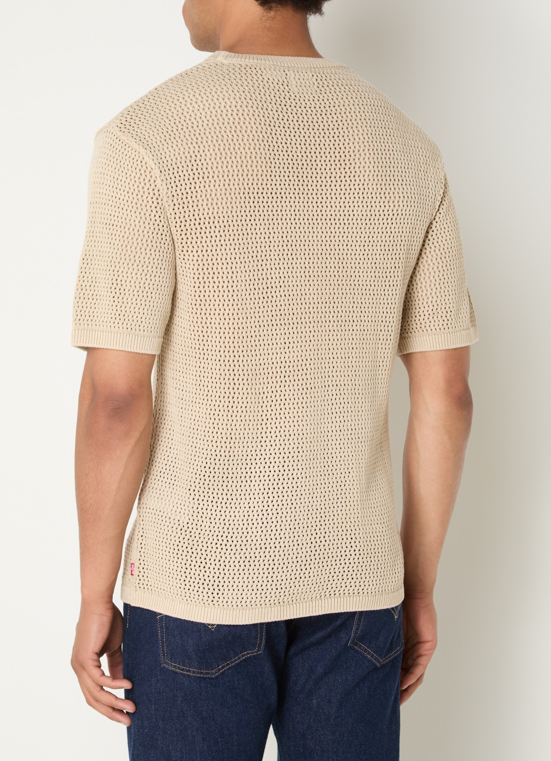 Levi's Stinson T-shirt met opengewerkt dessin - achterkant beige