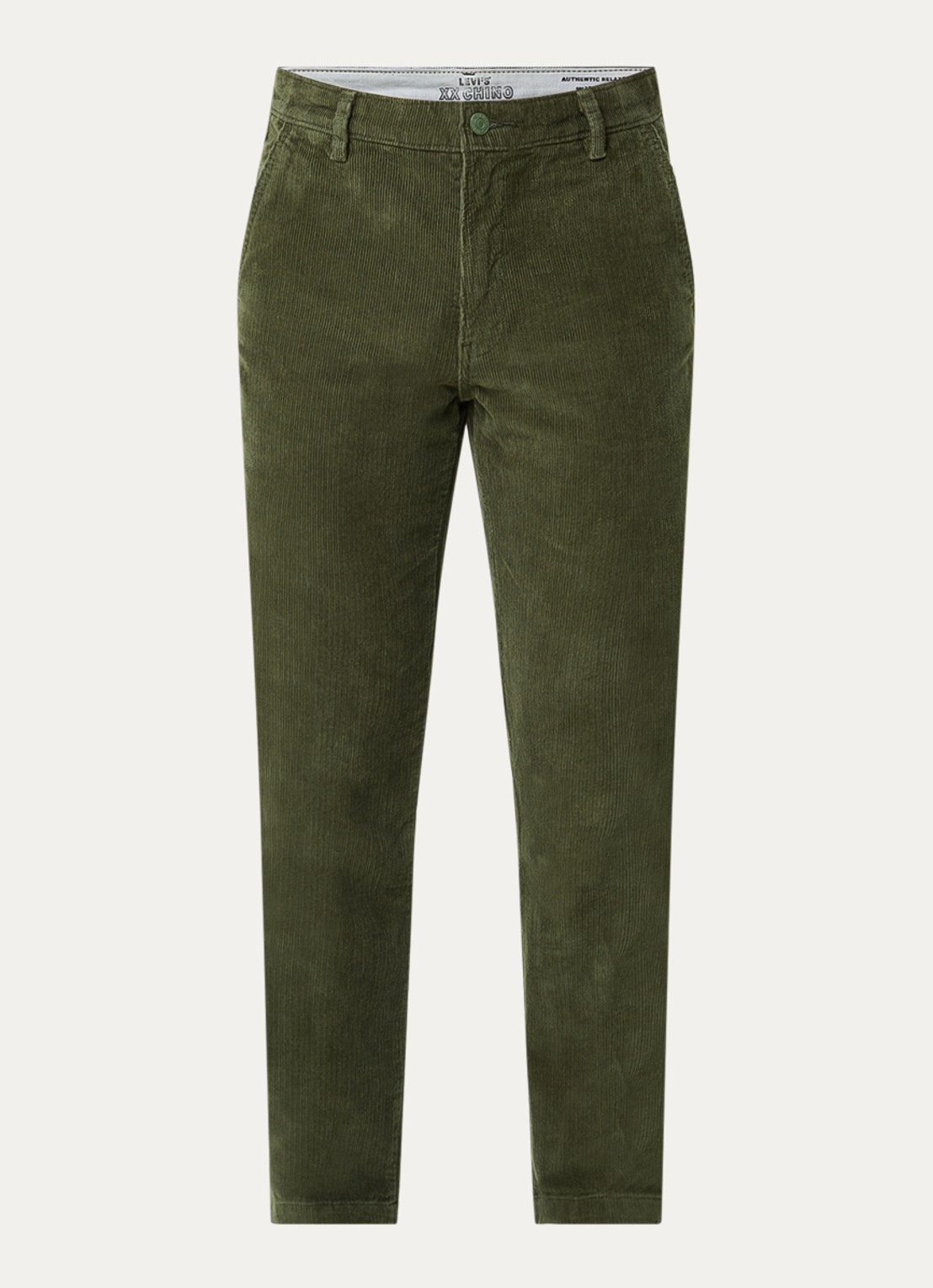 Levi's Straight fit broek van corduroy - voorkant bronsgroen