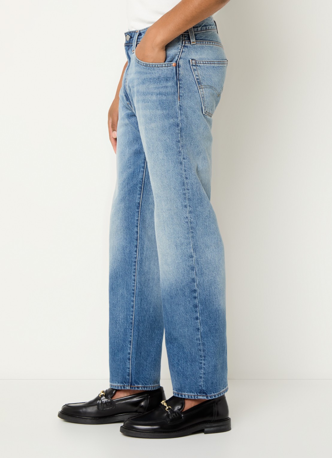 Levi's Straight leg jeans met medium wassing - detail 5 indigo