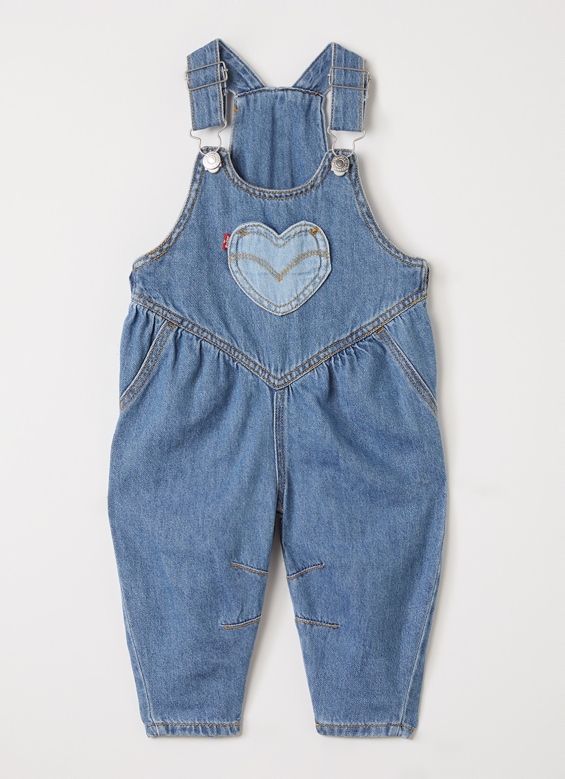 Levi's Straight leg tuinbroek van denim - voorkant indigo