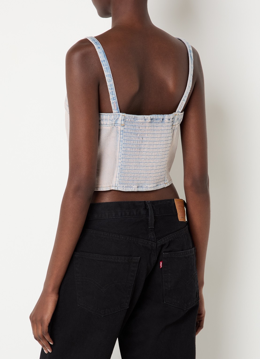 Levi's Strapless top van denim met verwassen afwerking en afneembare bandjes - achterkant 2 oudroze