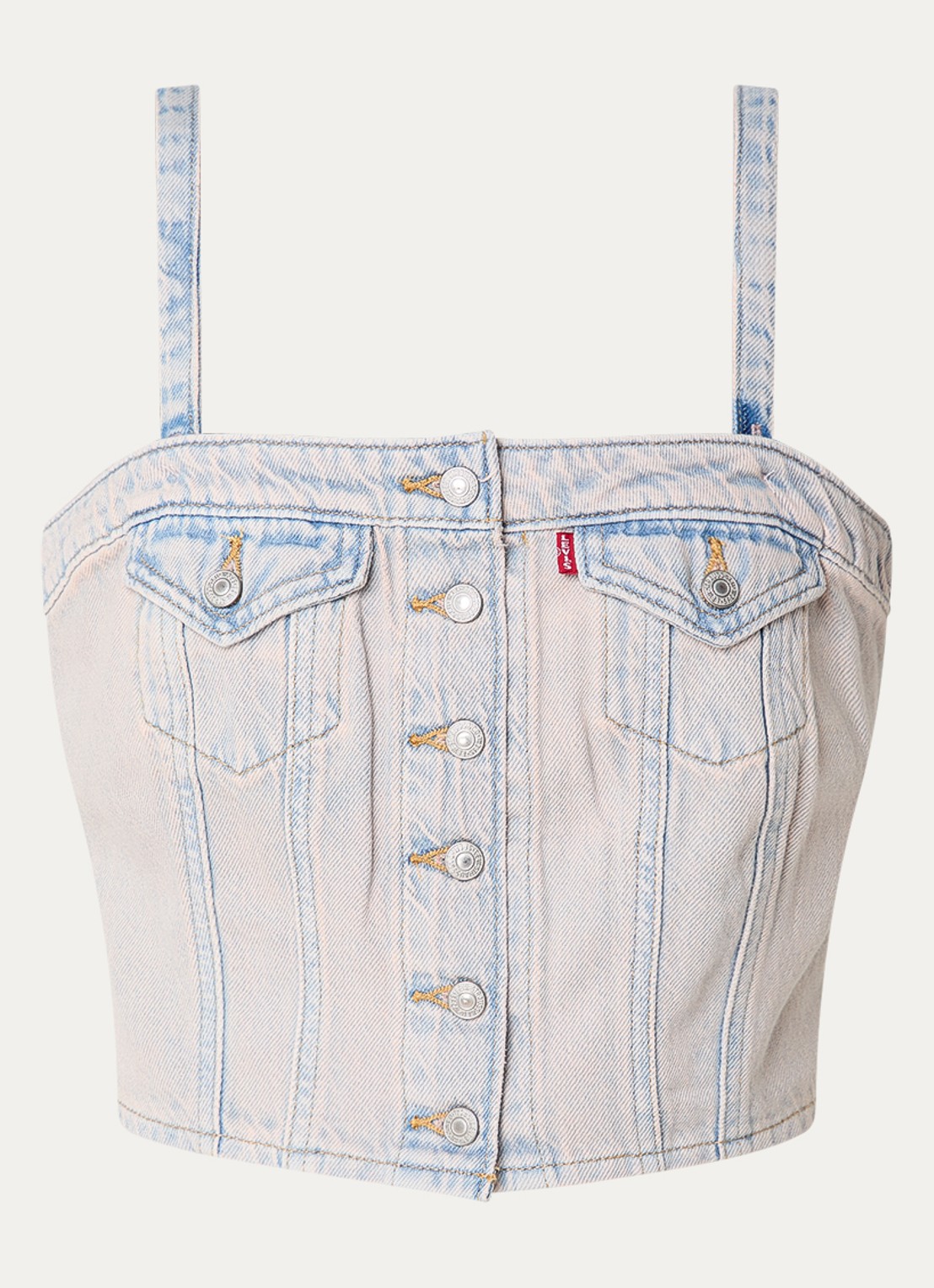 Levi's Strapless top van denim met verwassen afwerking en afneembare bandjes - voorkant 3 oudroze