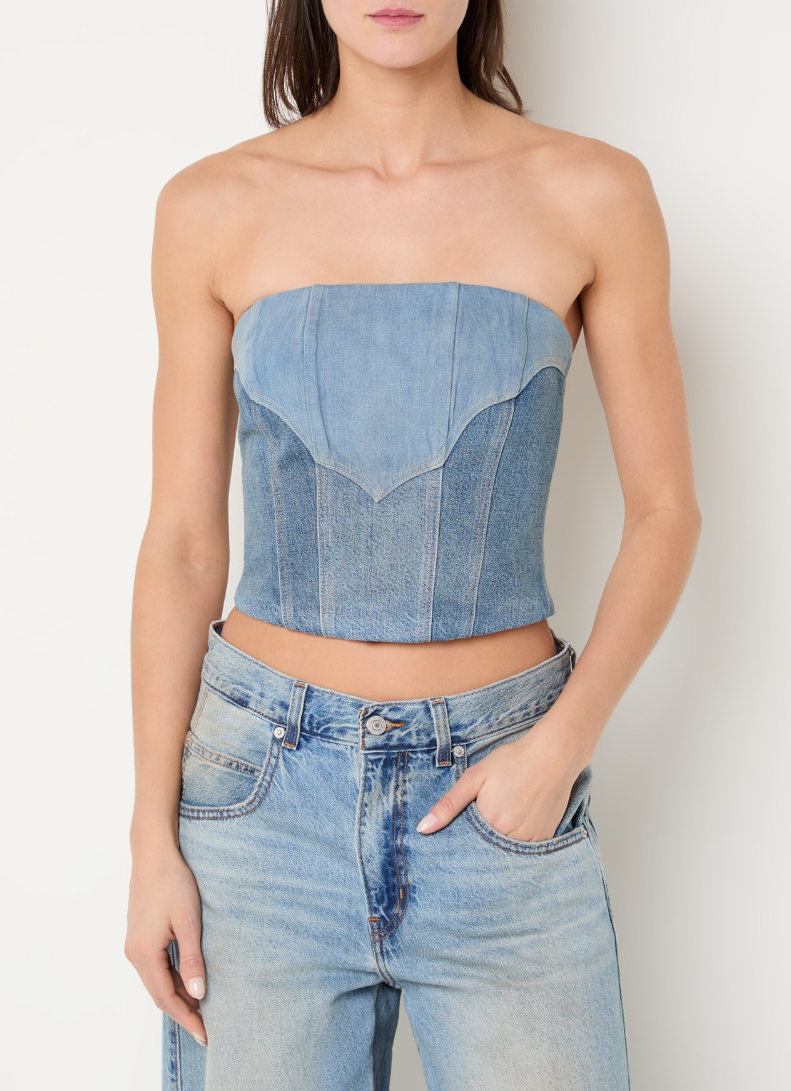 Levi's Strapless top van denim - detail indigo