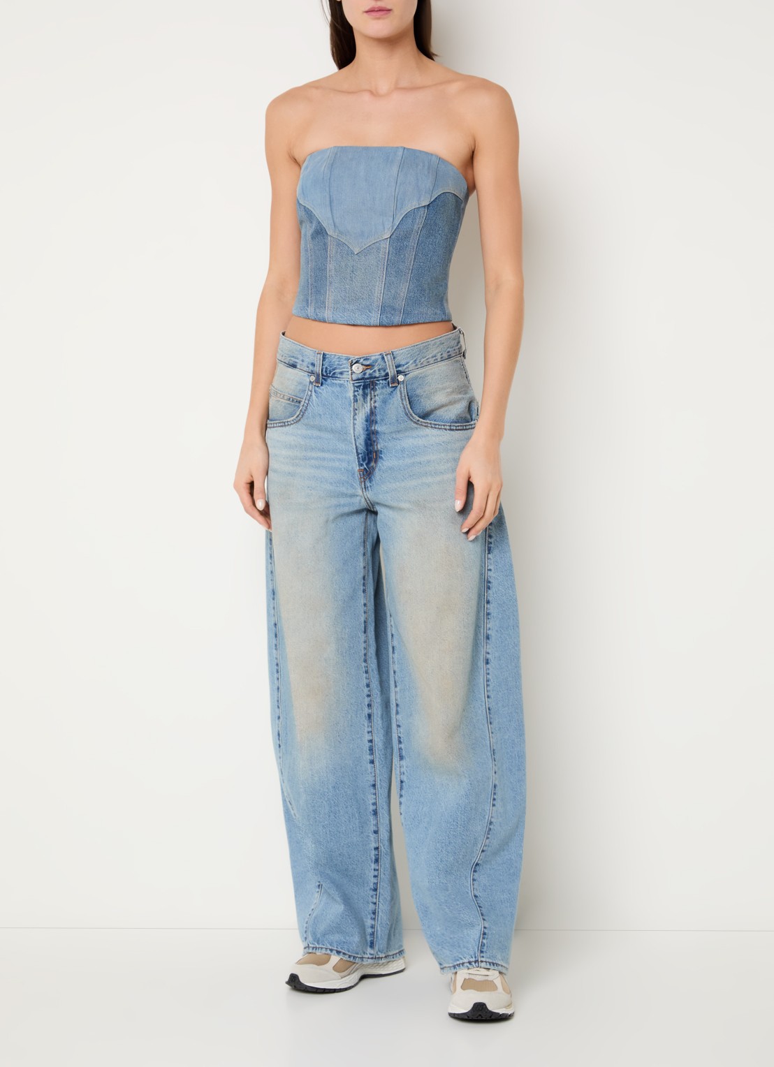 Levi's Strapless top van denim - voorkant 4 indigo