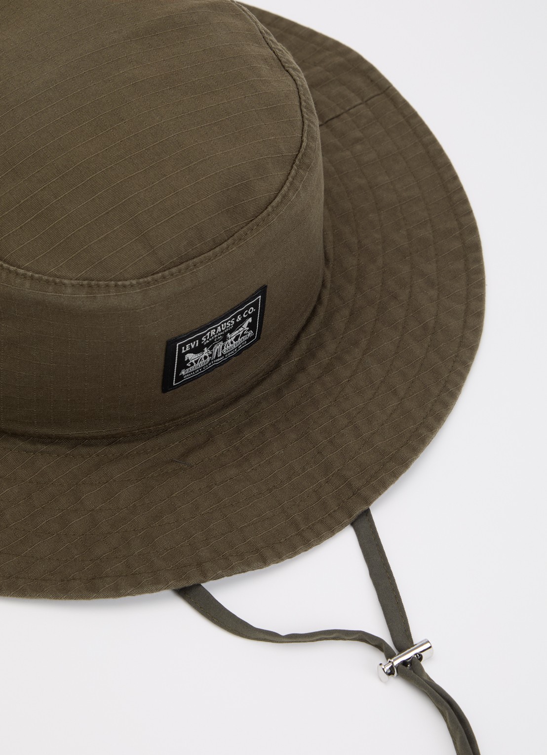 Levi's Summer drawstring bucket hat van denim  - detail 2 legergroen